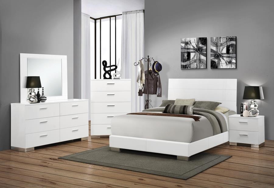  Felicity 4-piece Queen Bedroom Set White High Gloss 203501Q-S4