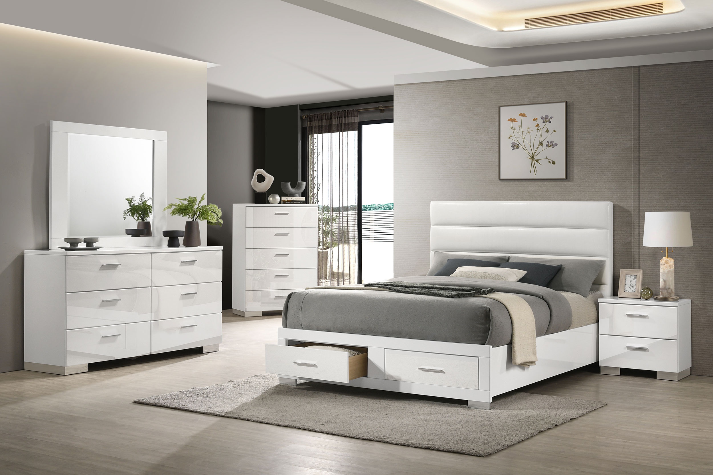 Coaster Felicity 5-piece Eastern King Platform Bedroom Set White 203510KE-S5