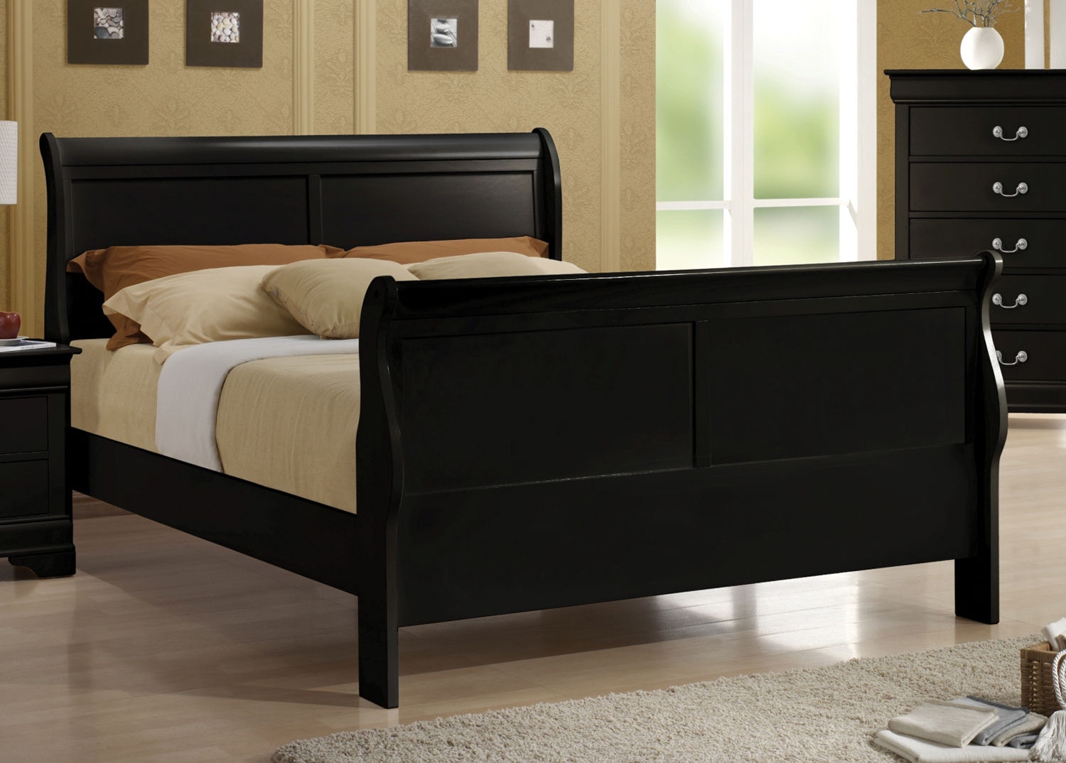 Black sleigh outlet bed queen