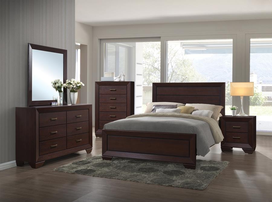 Coaster Bedroom Kauffman Wood Queen Panel Bed Dark Cocoa