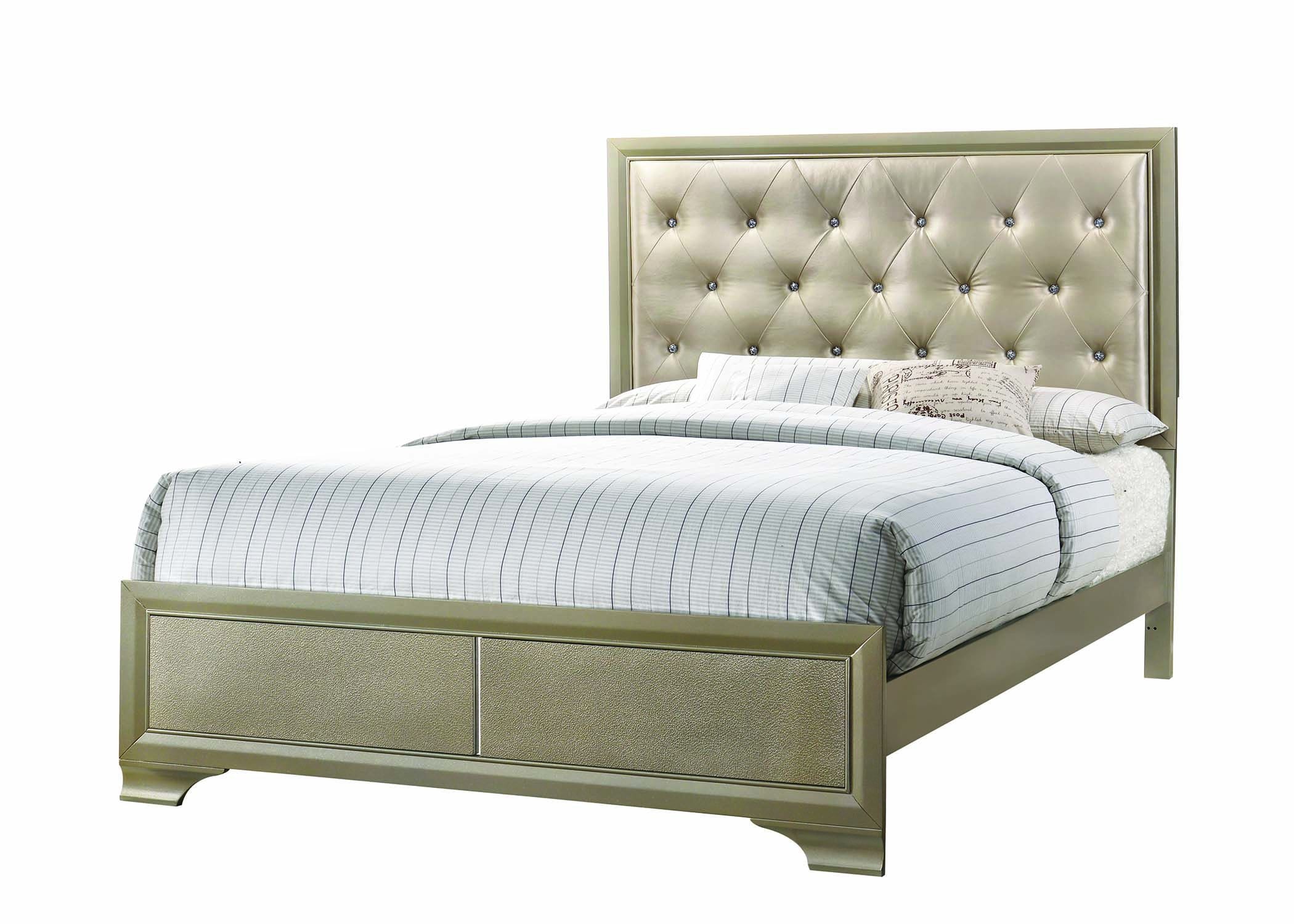 Coaster Bedroom Beaumont Transitional Champagne Queen Five piece