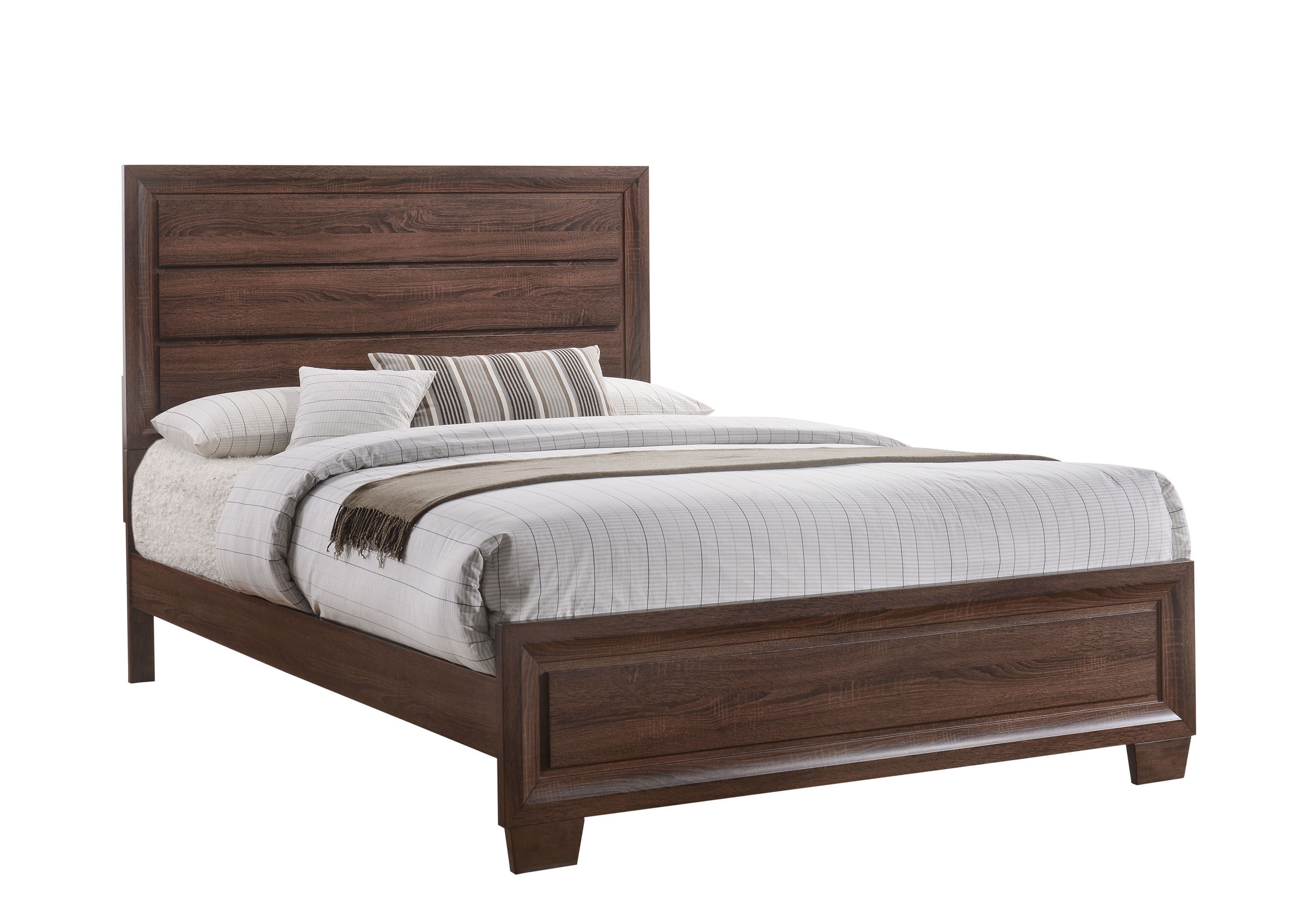 Coaster Bedroom Brandon Transitional Medium Brown Eastern King Bed Box Two Side Rails 205321keb2