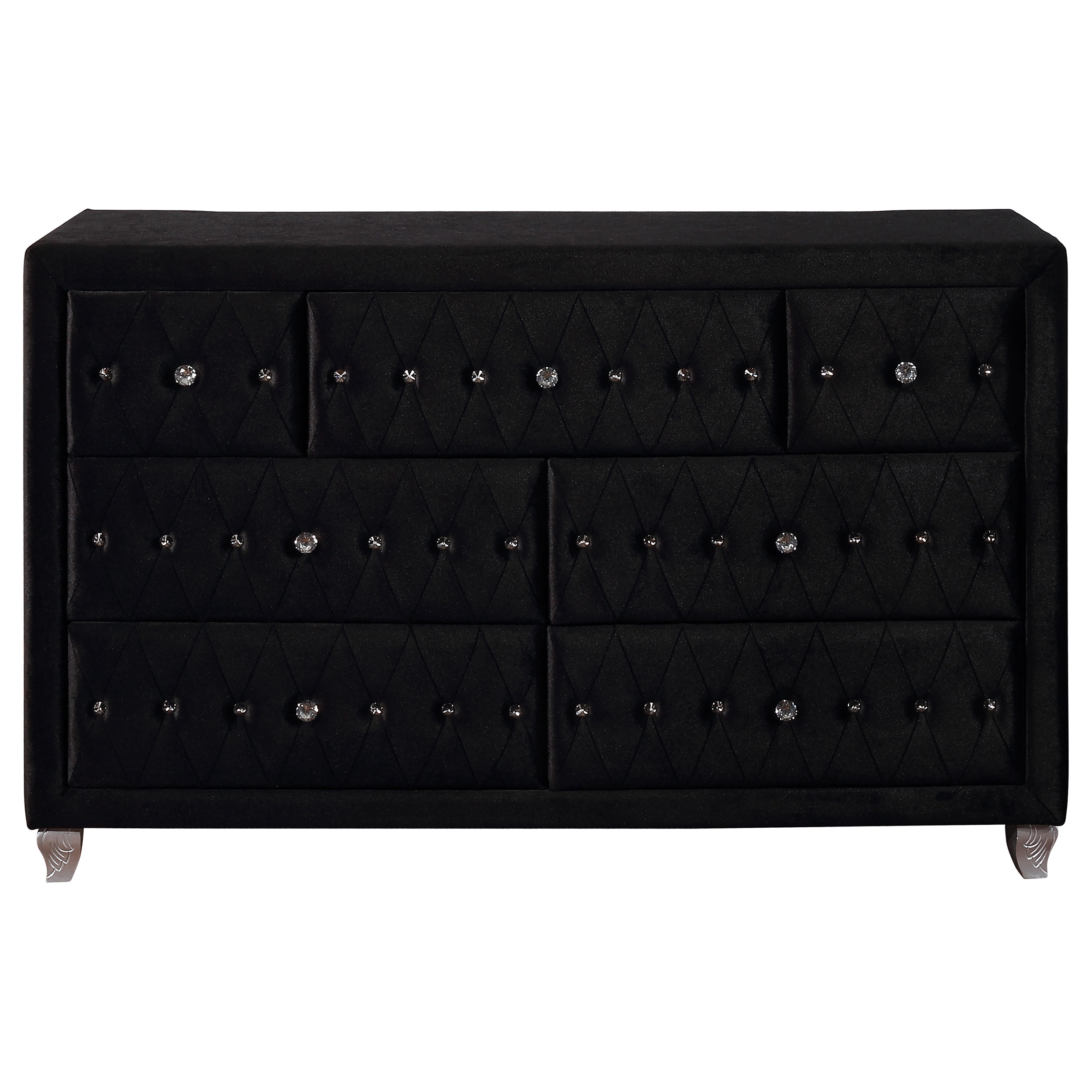 Coaster Bedroom Deanna 7-drawer Upholstered Dresser Black 206103 - Wenz  Home Furniture - Green Bay