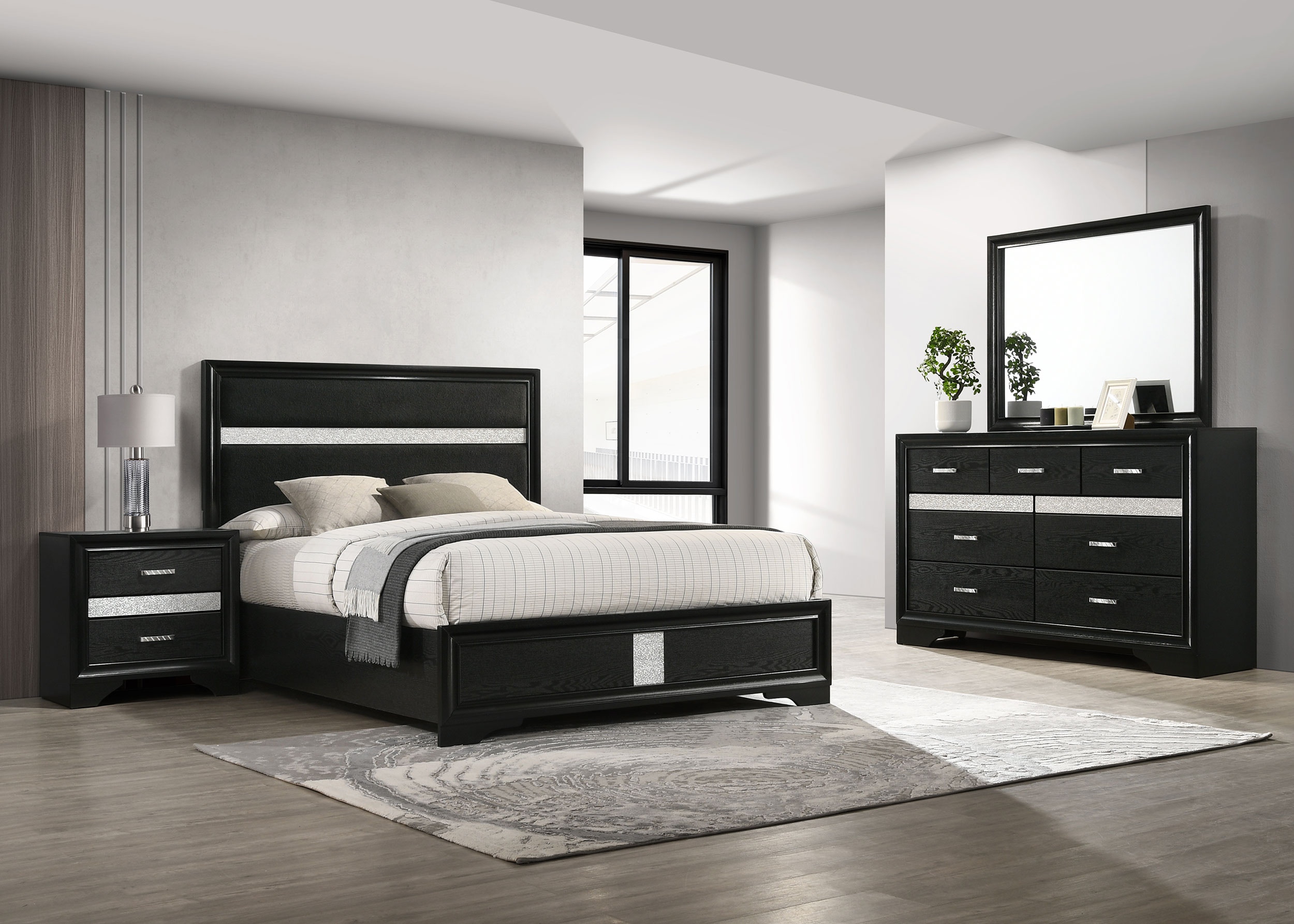  Miranda 4-piece Full Bedroom Set Black 