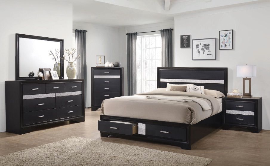 Black 5 piece 2024 bedroom set