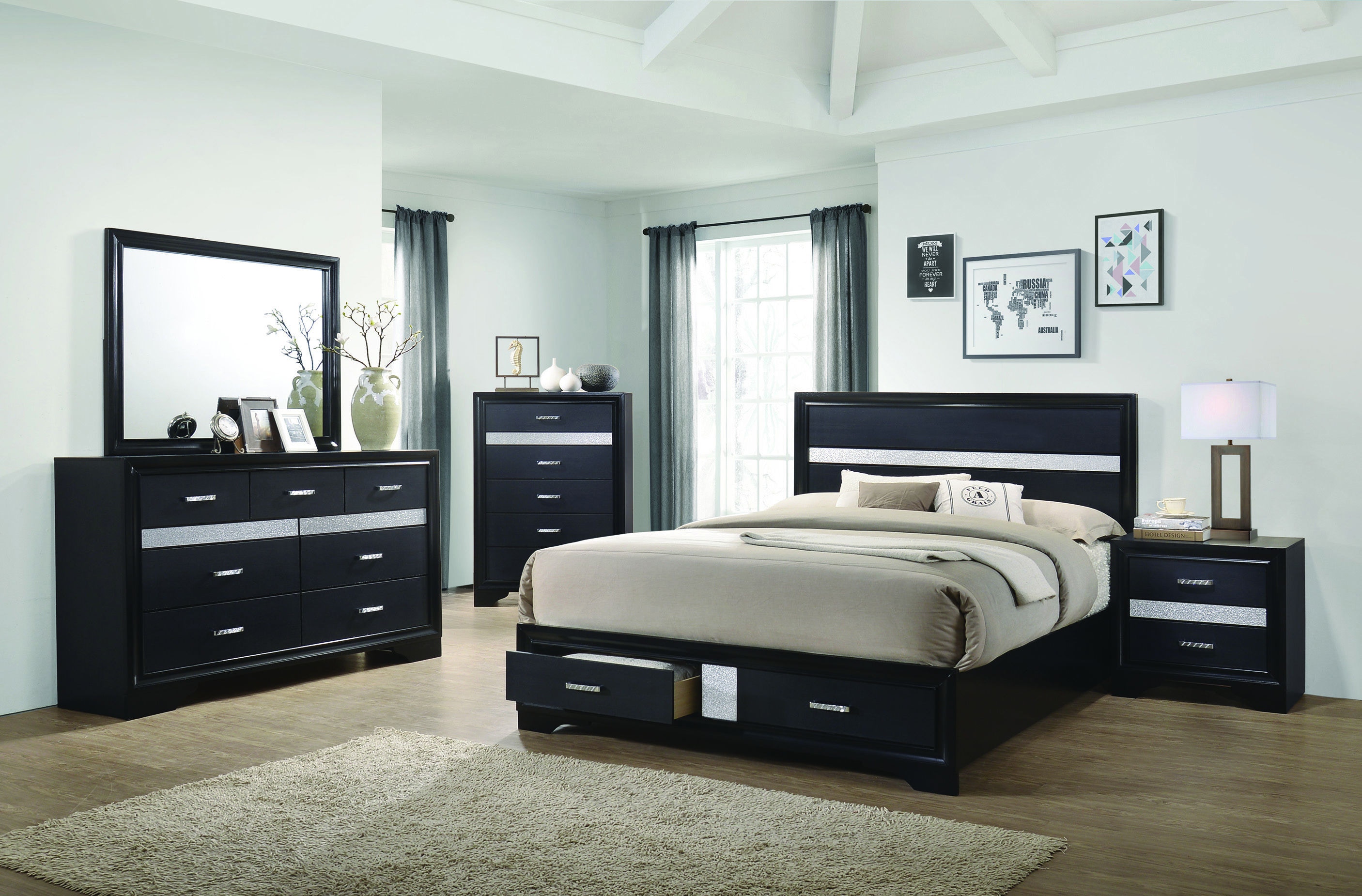 Coaster Bedroom Miranda 5-piece Queen Bedroom Set Black 206361Q-S5