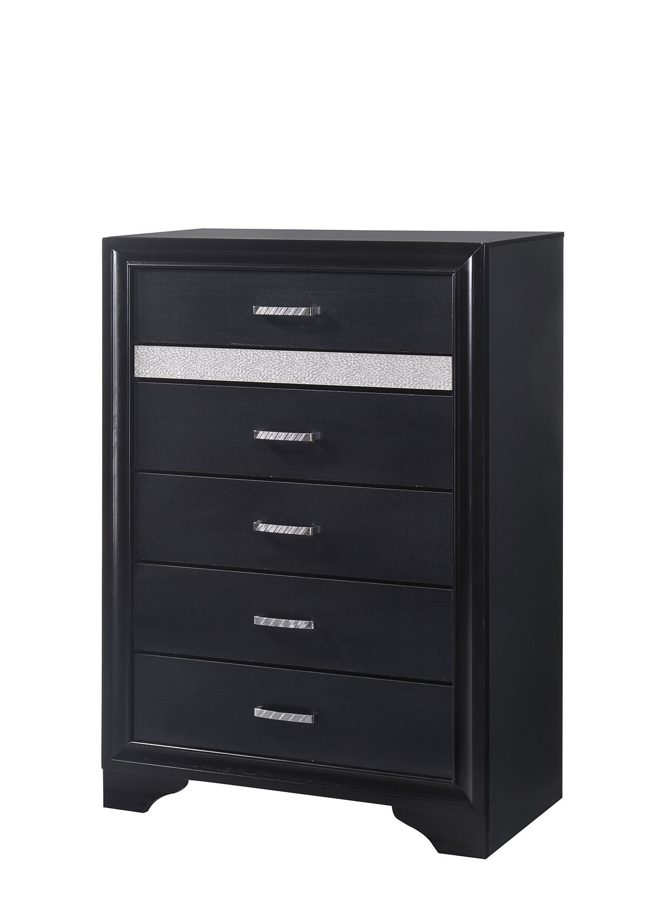 Coaster Bedroom Miranda 5-drawer Chest Black And Rhinestone 206365 