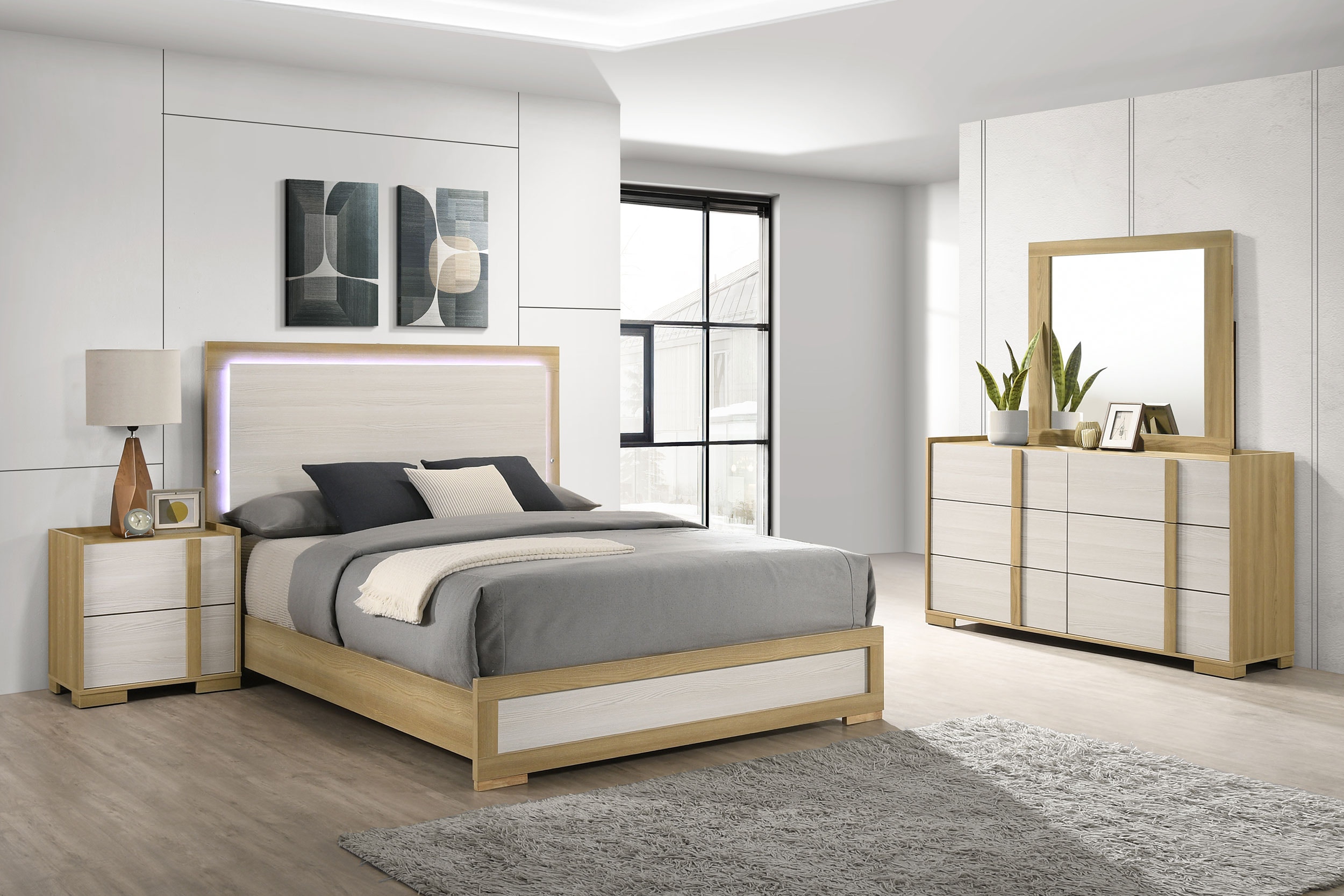 Coaster Bedroom Hyland 4-piece Queen Bedroom Set Natural 215651Q