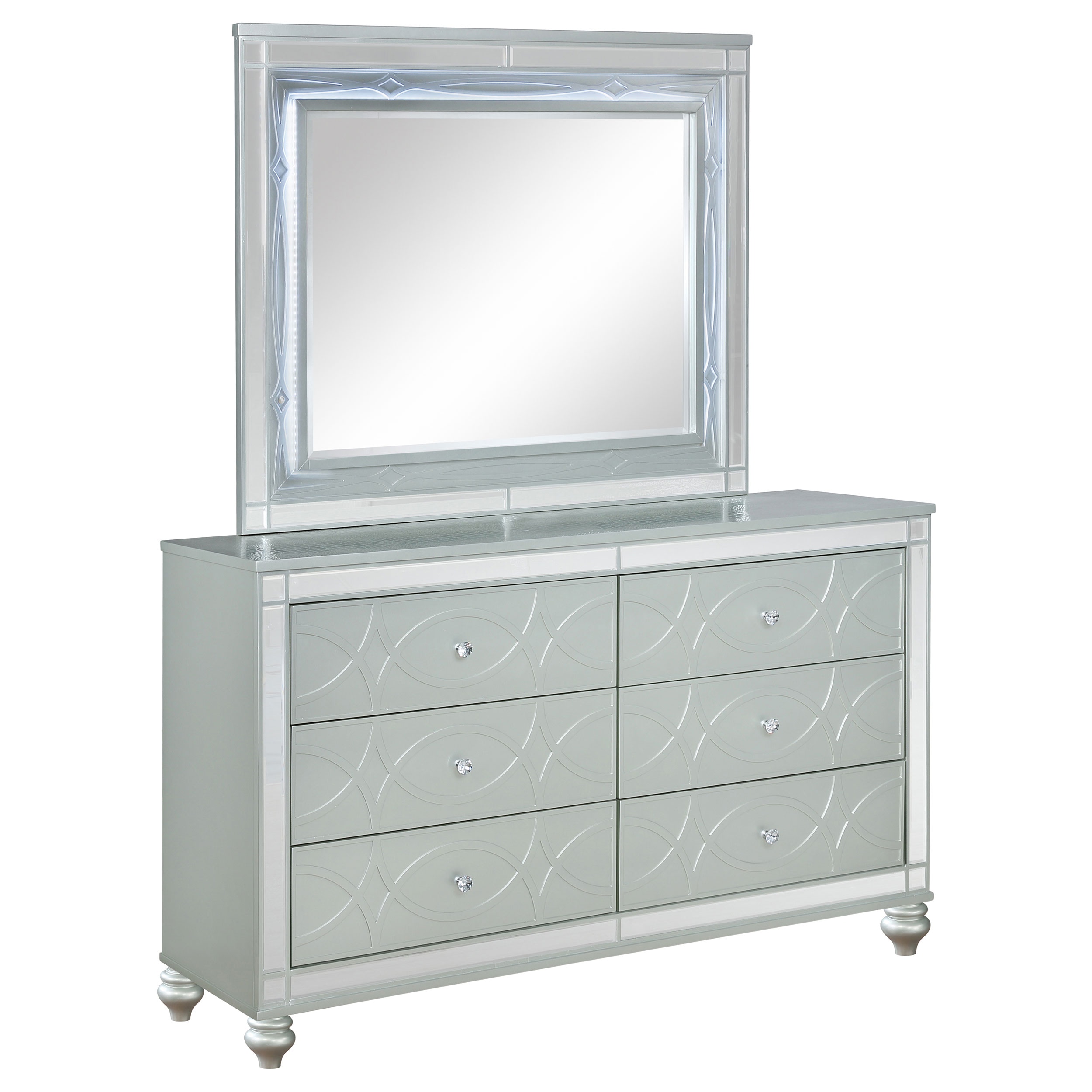 Coaster Gunnison 6-drawer Dresser With Mirror Silver Metallic 223213M