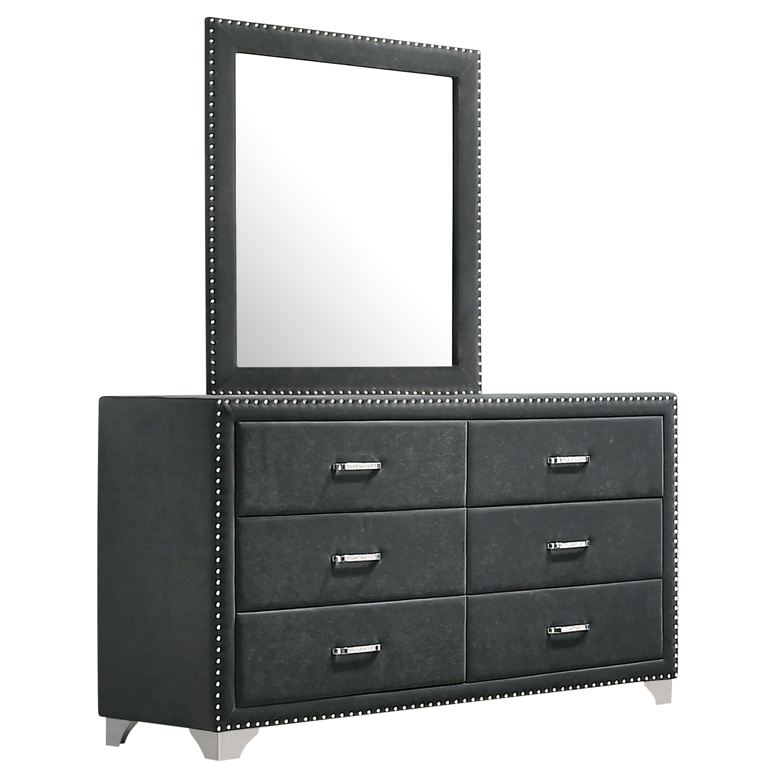 Coaster Melody 6-drawer Upholstered Dresser With Mirror Grey 223383M