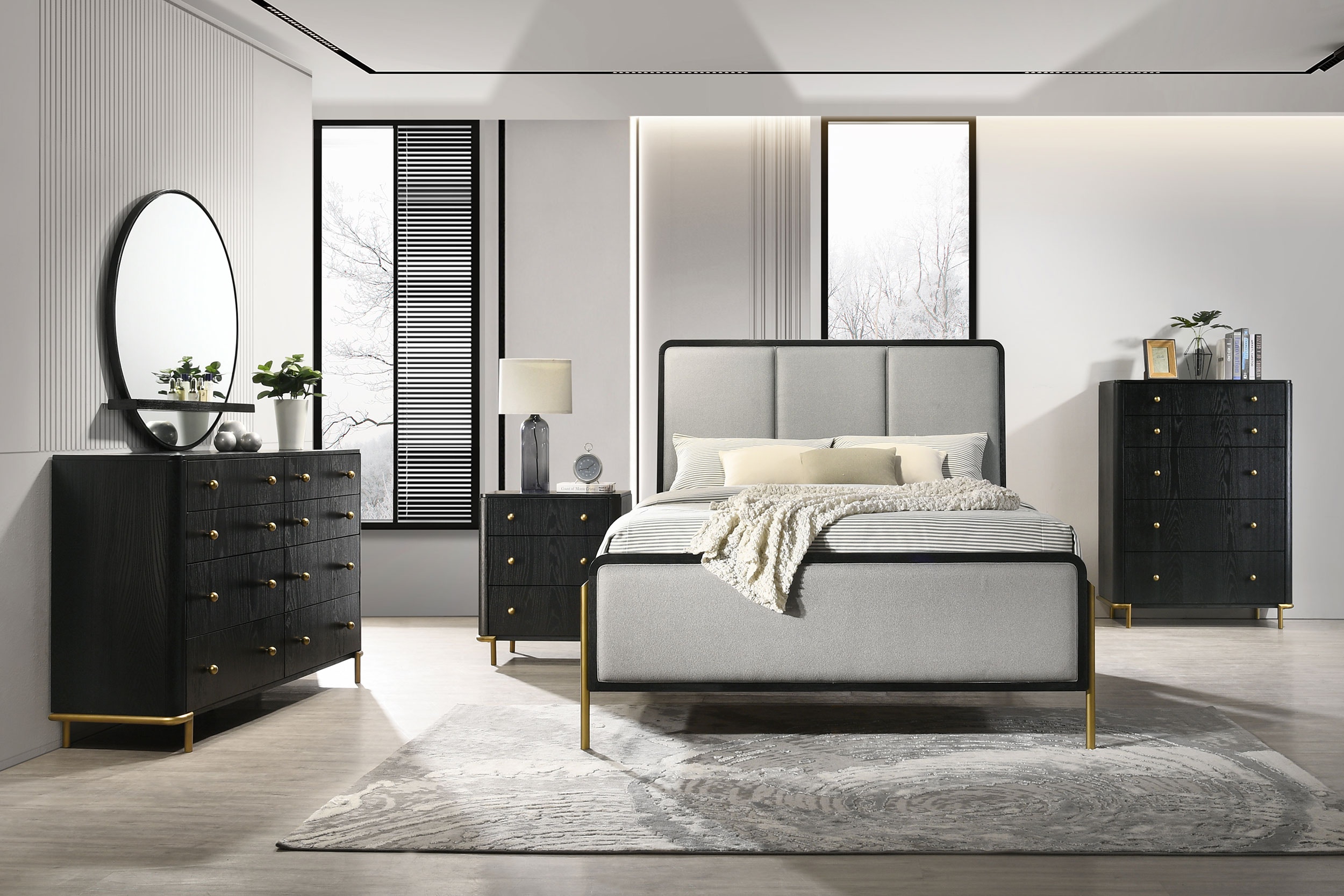  Arini 5-piece Queen Bedroom Set Black And Grey 224331Q-S5