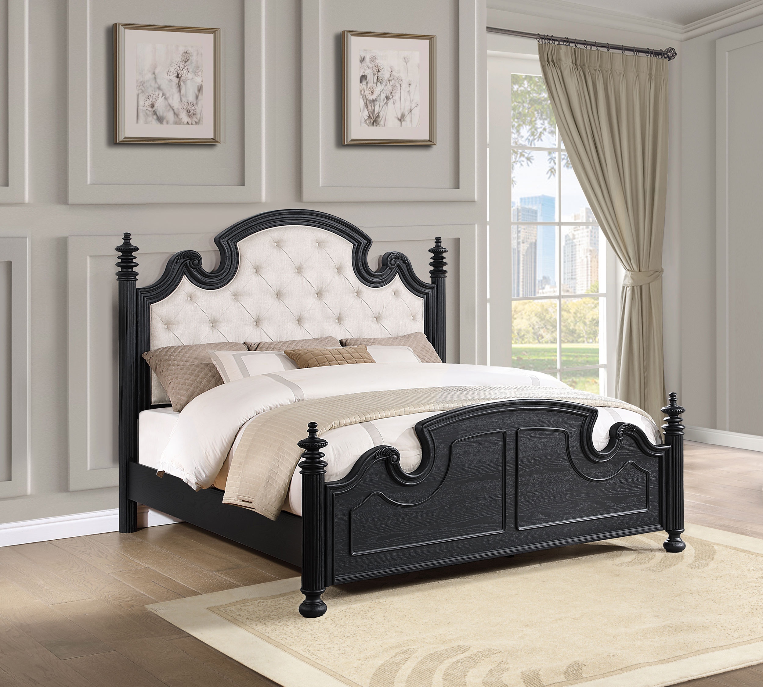 Cecily♡ Coaster Bedroom Celina Wood Queen Poster Bed Black 224761Q