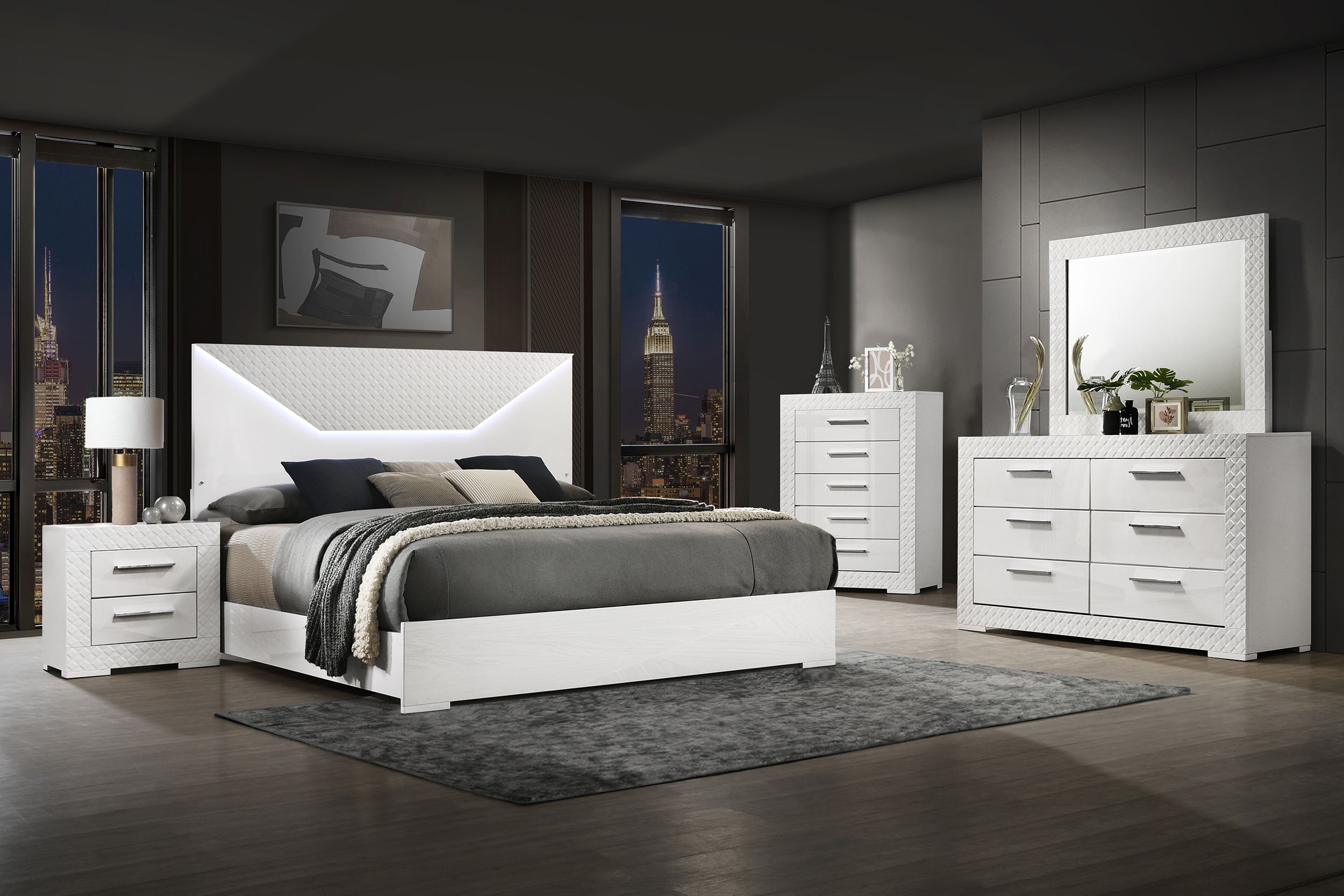 Coaster Bedroom Ives 5-piece Queen Bedroom Set White High Gloss