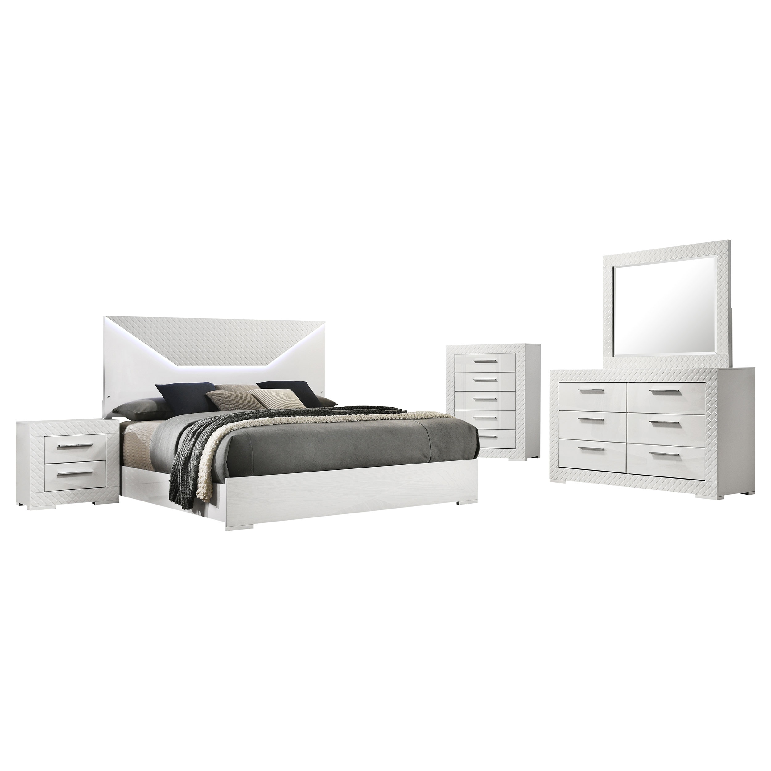 Coaster Bedroom Ives 5-piece Queen Bedroom Set White High Gloss