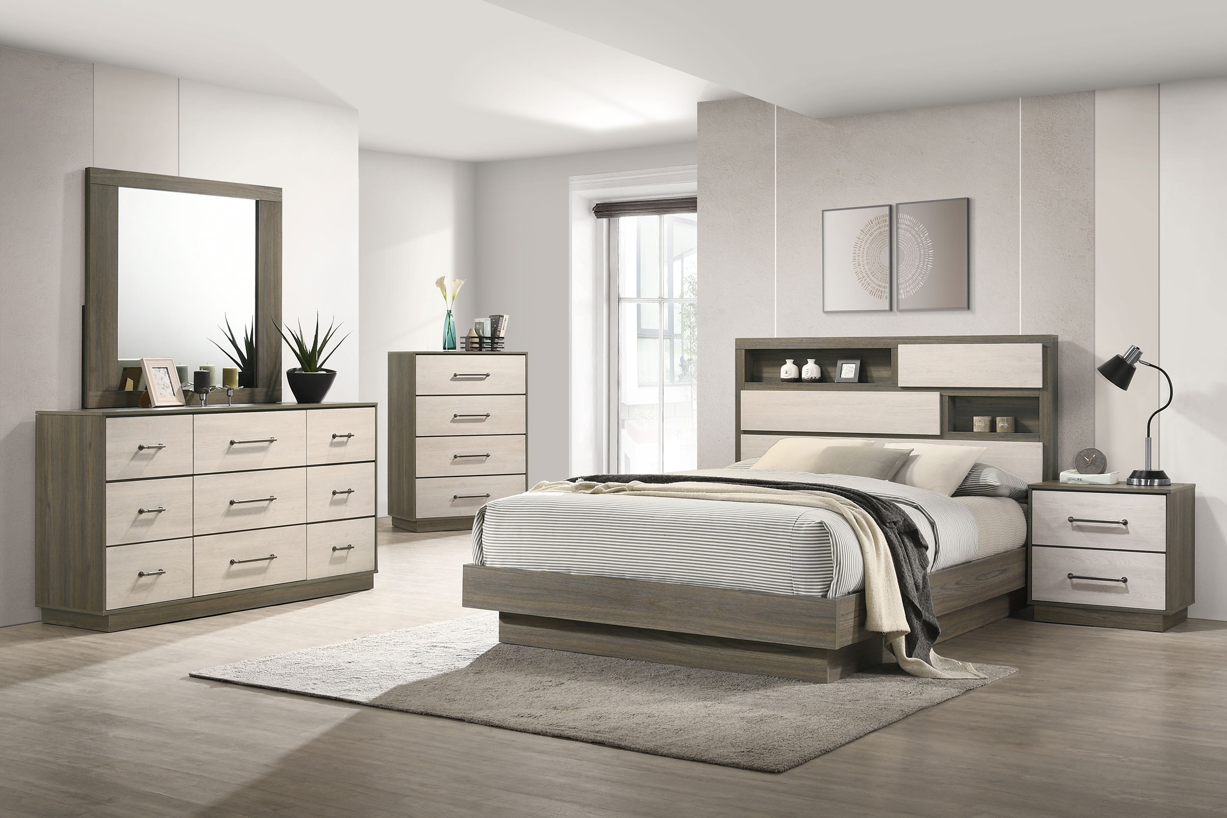 Coaster Bedroom Fenwick 5-piece Queen Bedroom Set Grey Oak 224981Q