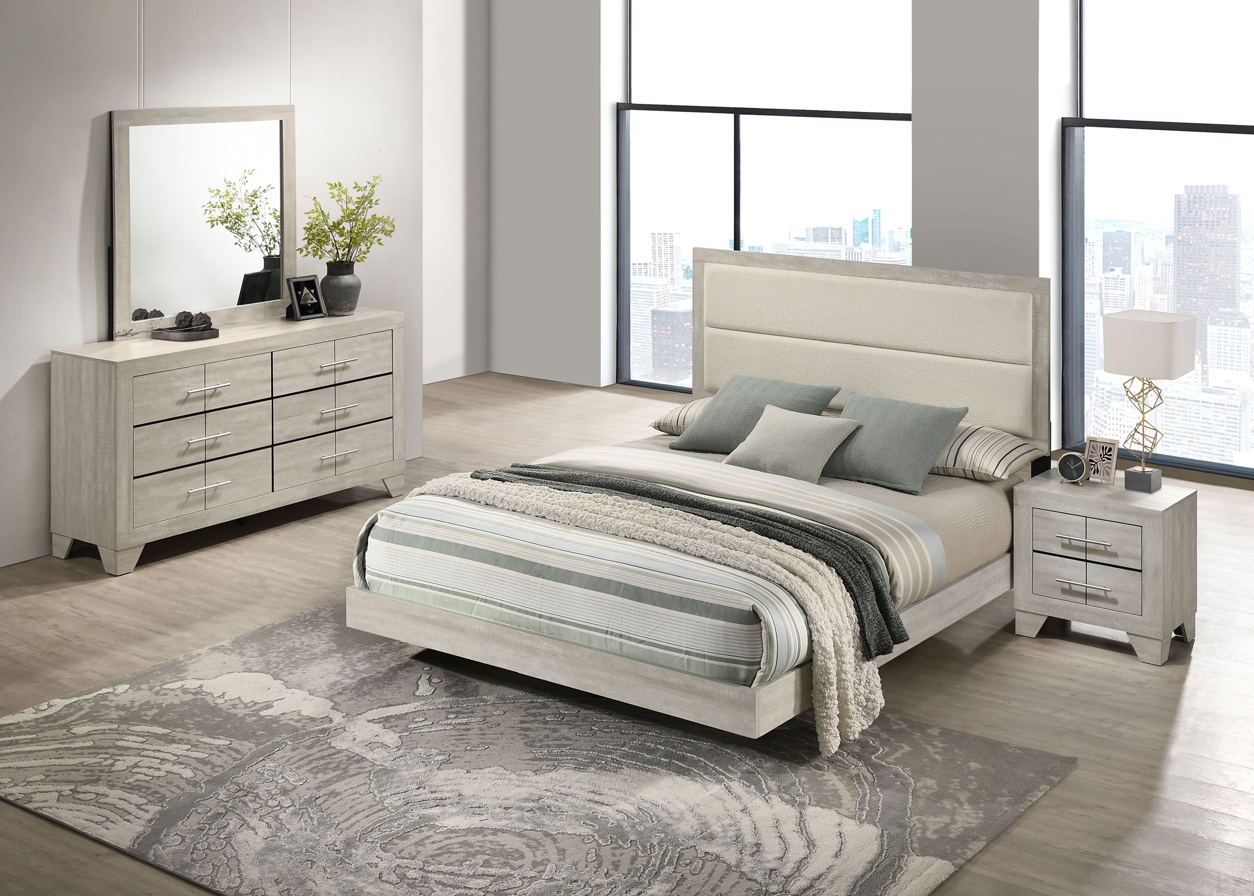 家具 KERTY Coaster Bedroom Trenton 4-piece Queen Bedroom Set Rustic Cream