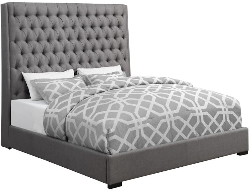Coaster Bedroom Camille Grey Upholstered King Bed 300621ke Turner Furniture Company Avon Park