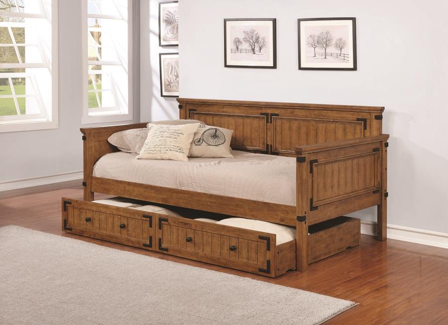 Coaster Bedroom Oakdale Wood Twin Daybed Rustic Honey 300675