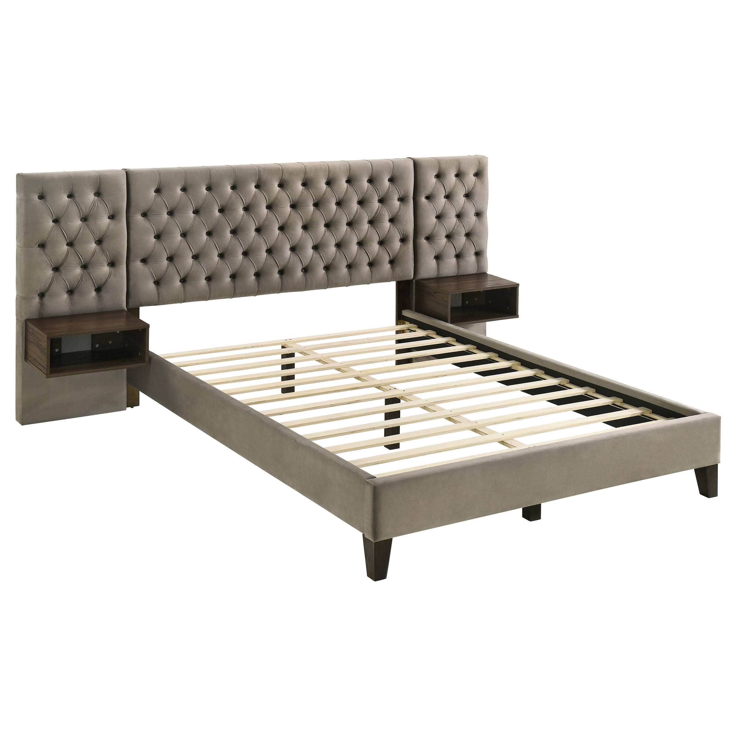 Coaster Marley Upholstered Queen Wall Panel Bed Light Brown 300833Q
