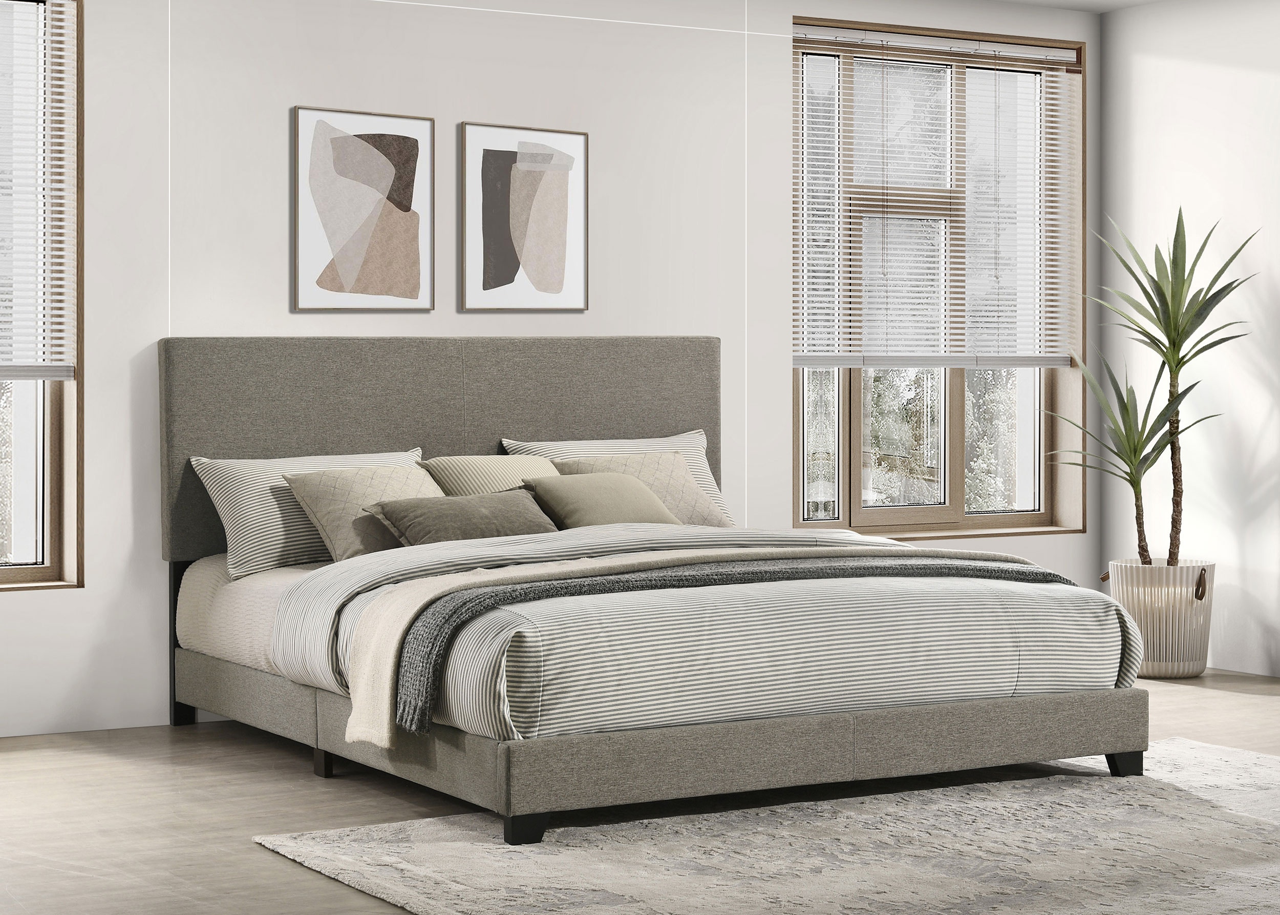  Dorian Fabric Upholstered California King Panel Bed Taupe 