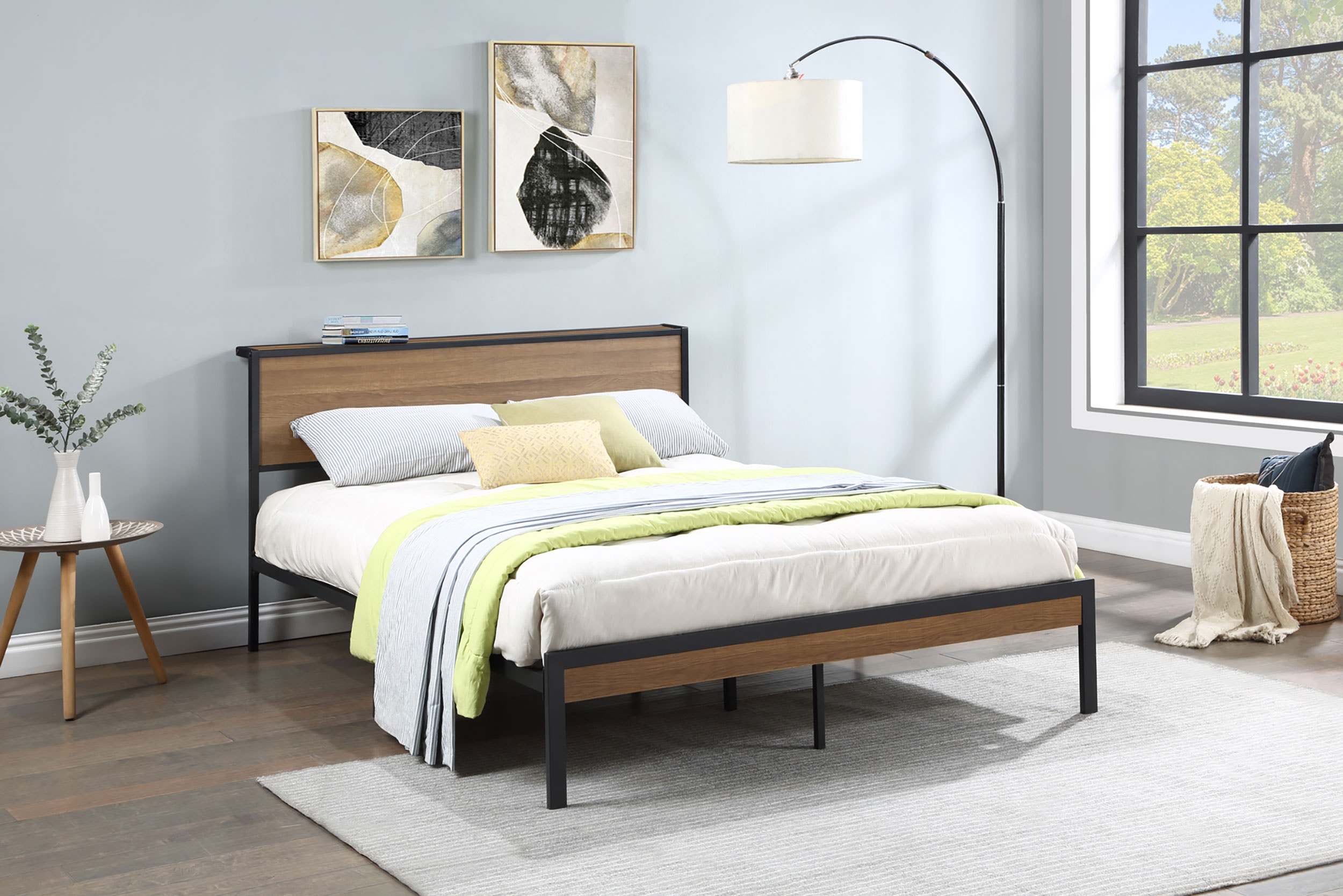 Coaster Bedroom Ricky Metal Full Panel Bed Light Oak 302144F