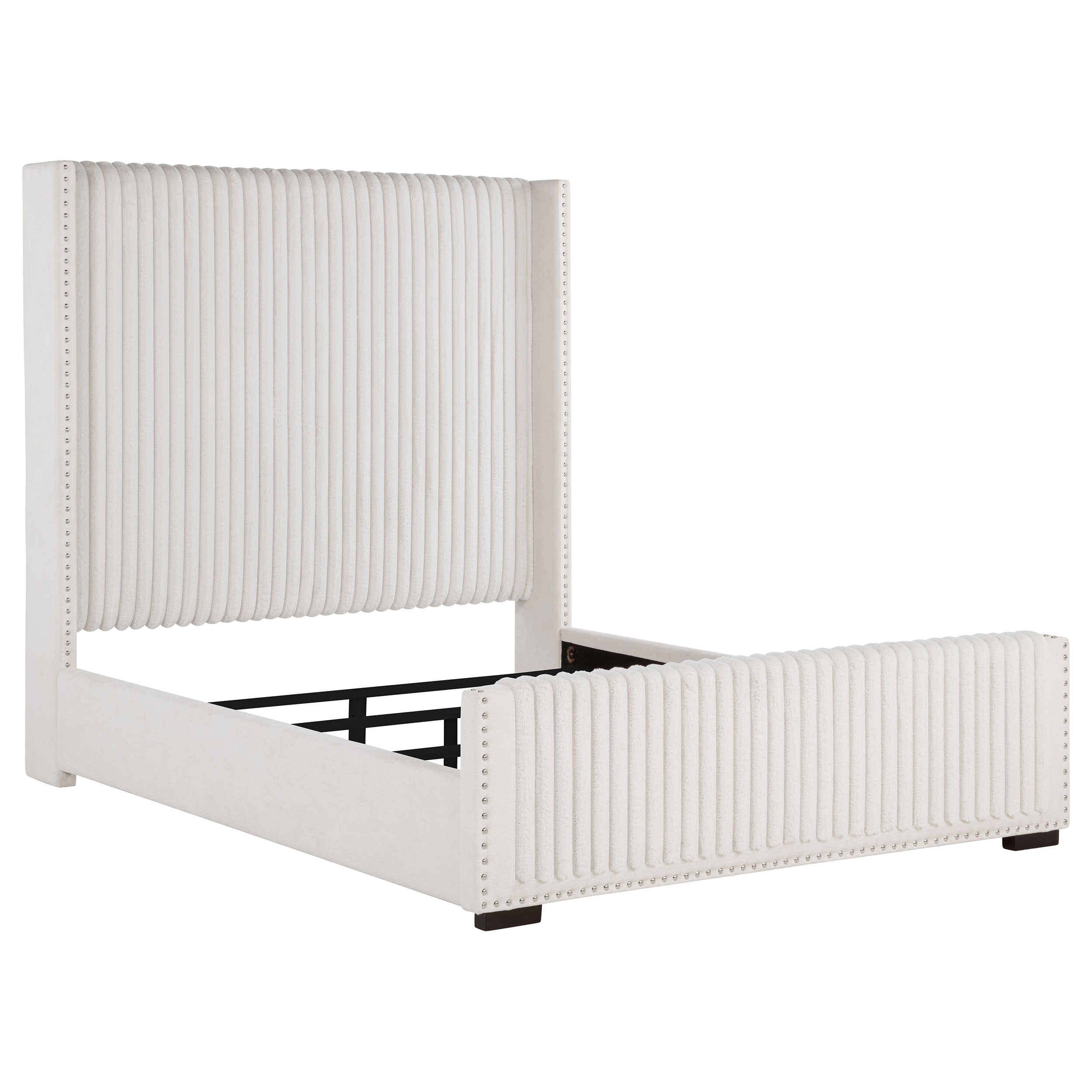 Coaster Natasha 65-inch Upholstered Queen Wingback Bed Cream 306051Q