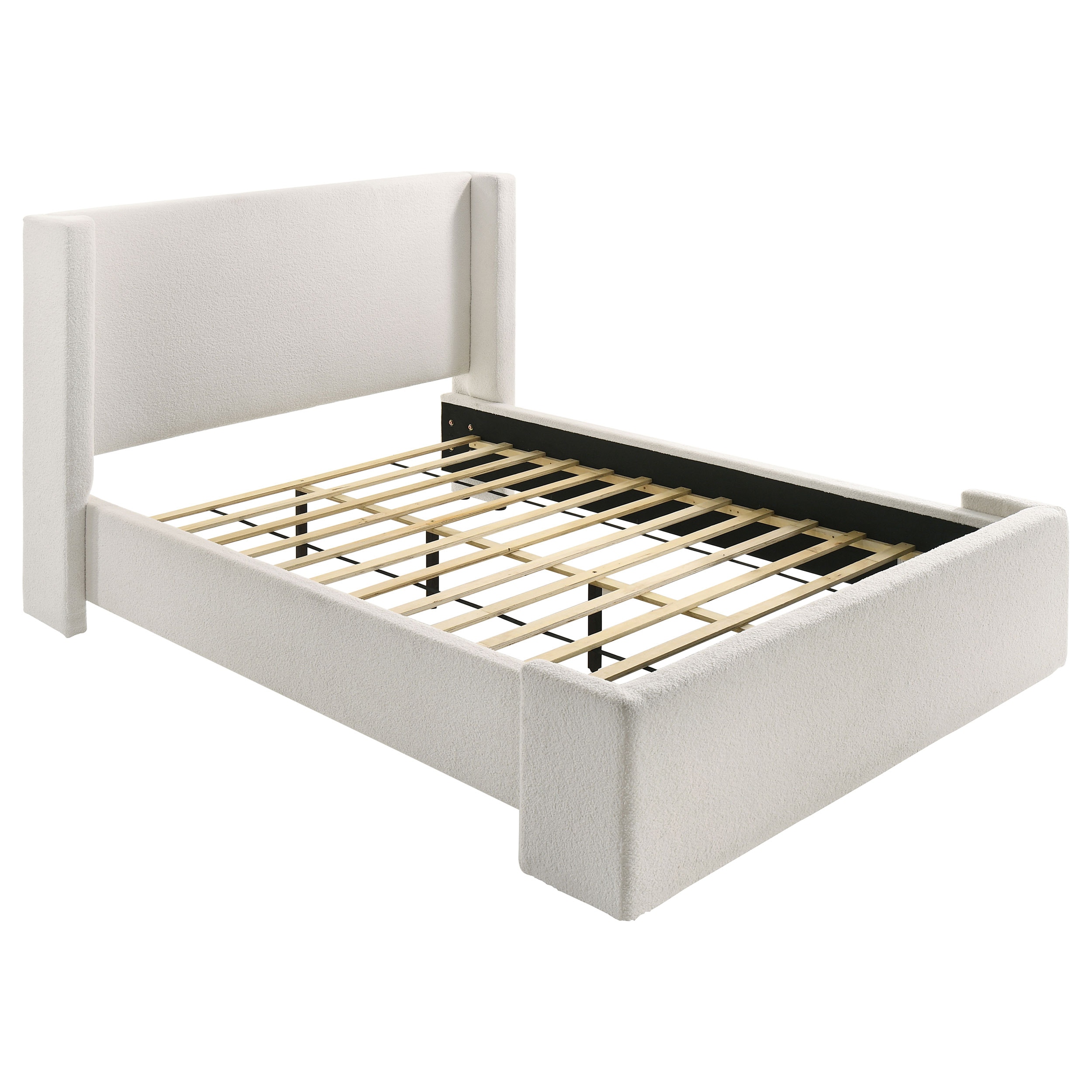 Coaster Alamosa Boucle Upholstered Queen Wingback Bed White 310078Q