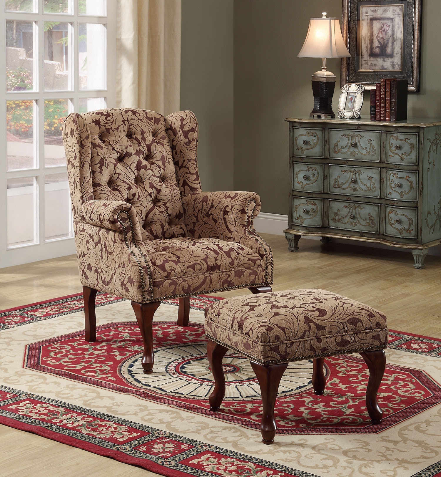 Pulaski fabric deals chair and ottoman