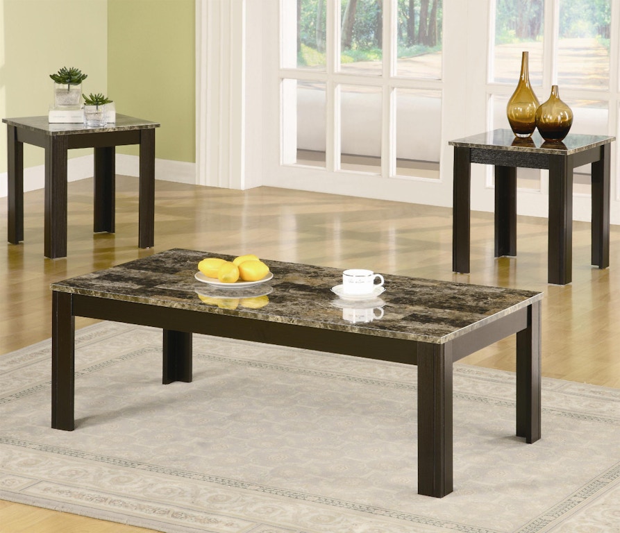 Rhodes 3-piece Faux Marble Top Coffee Table Set Grey