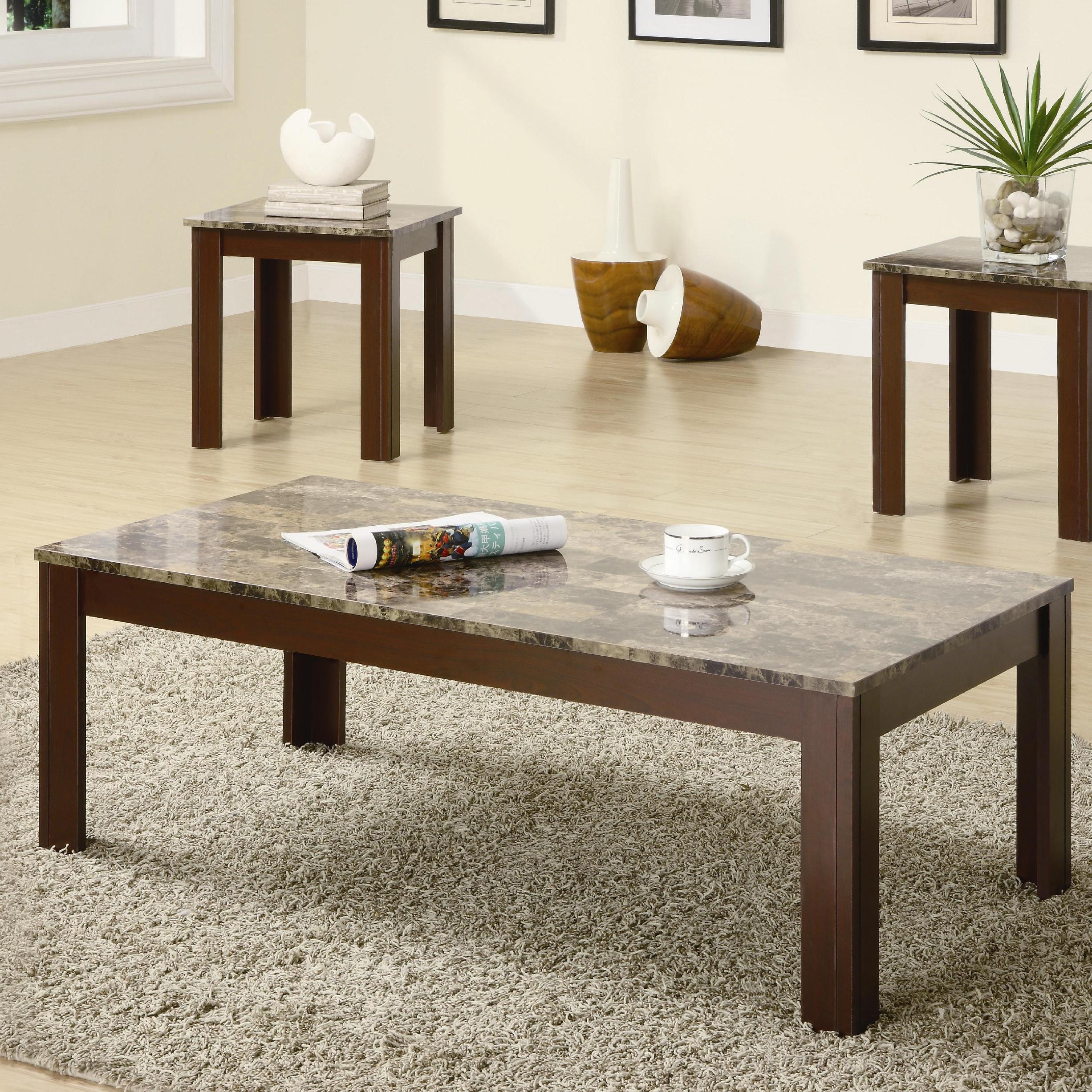 Coffee Table And End Table Sets Coaster 3-piece Faux Marble Top