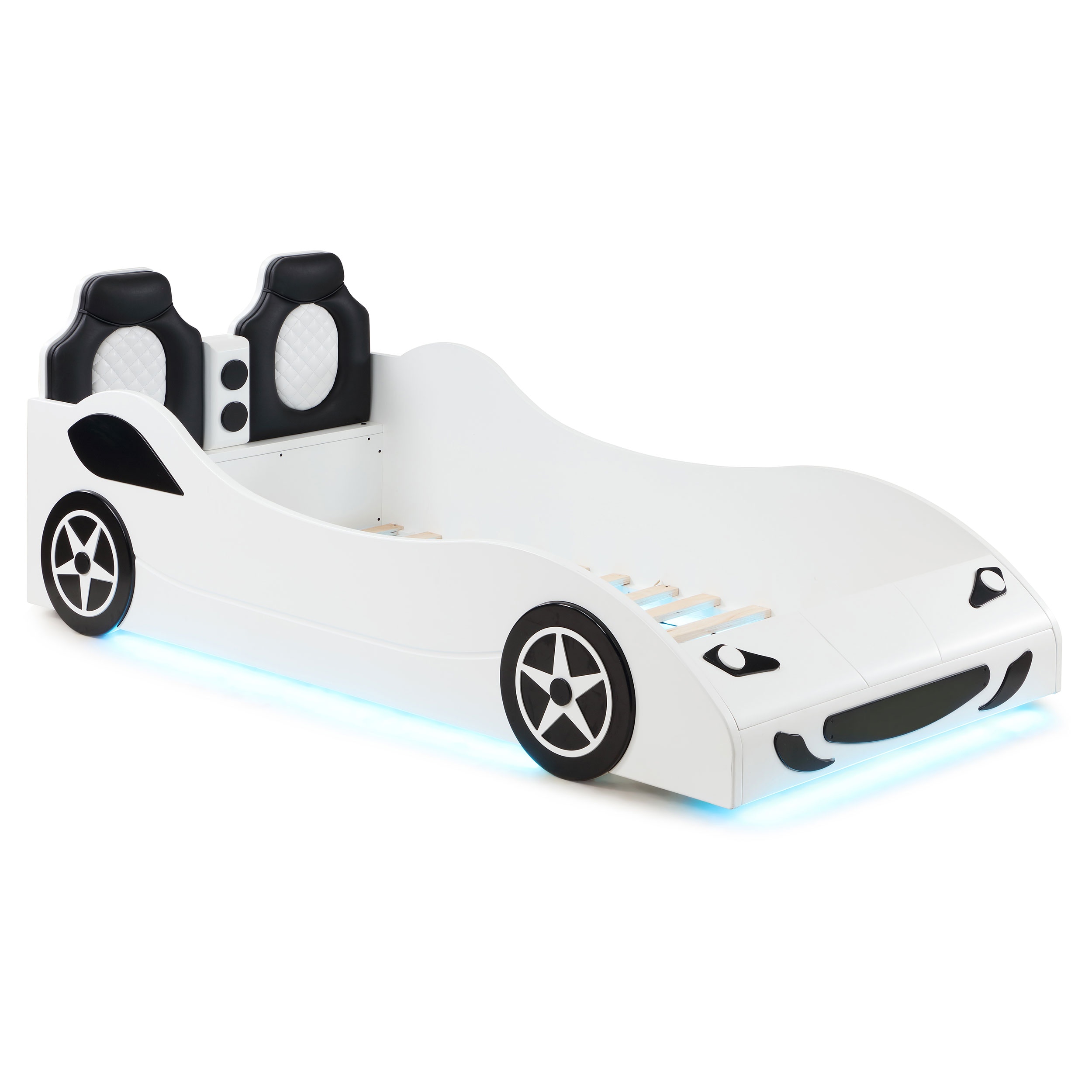 Coaster Bedroom Cruiser Wood Twin Led Race Car Bed White 400477