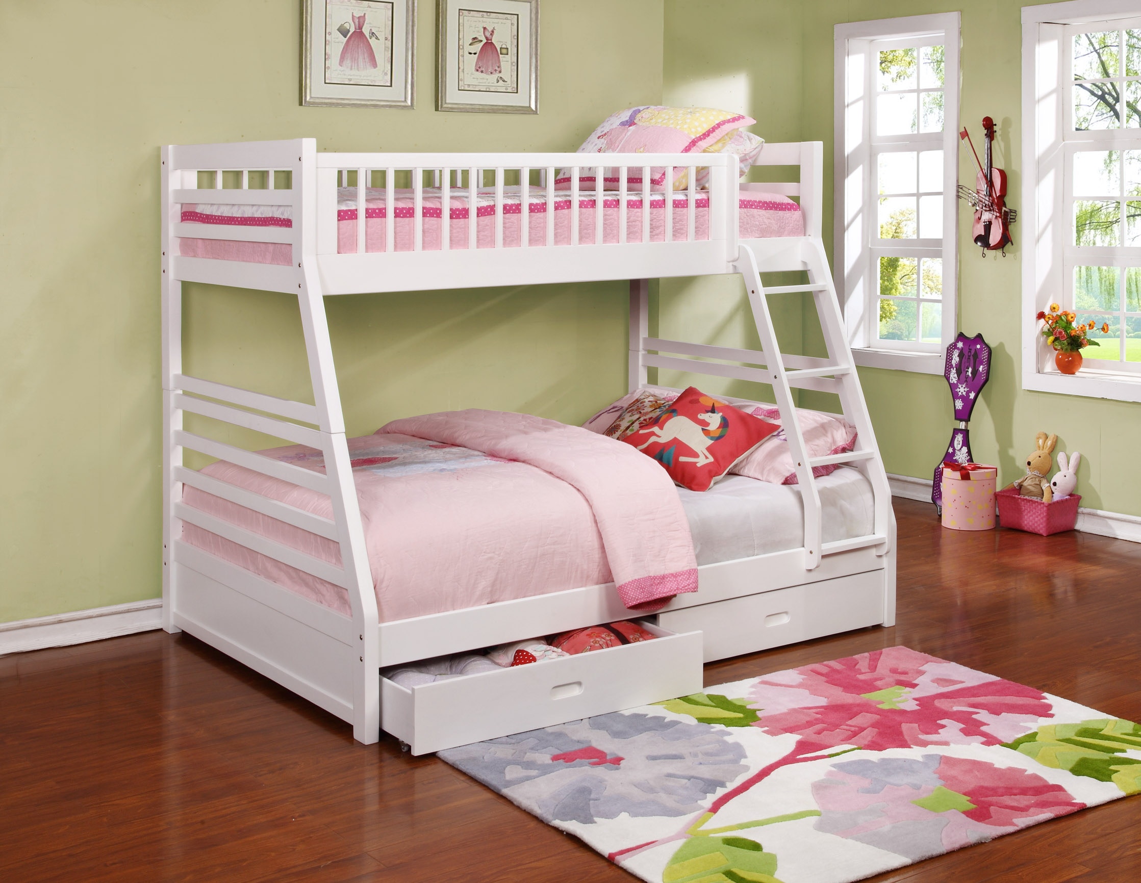 pink bunk bed twin over full