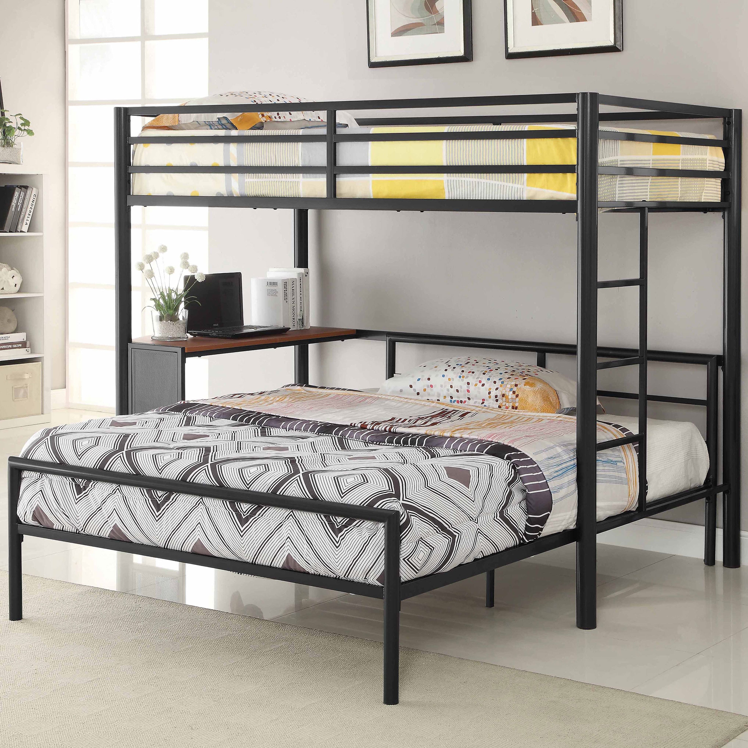 duffy &メイ様 Coaster Bedroom Fisher Twin Workstation Loft Bed Gunmetal