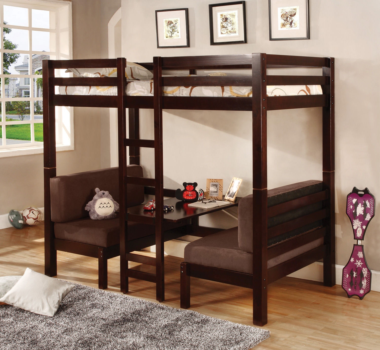 loft bed with seating area