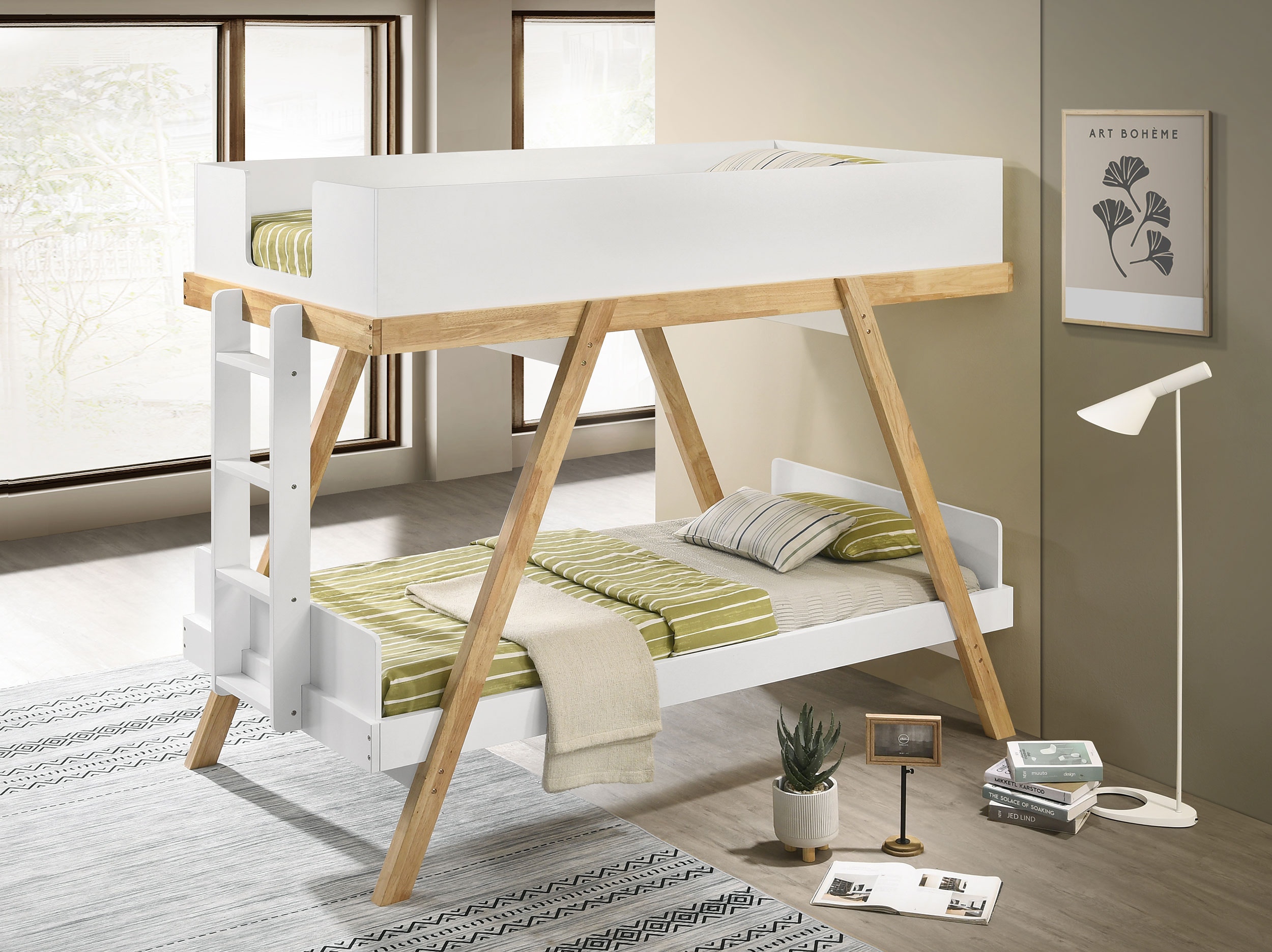 Coaster Frankie Twin Over Twin Bunk Bed With 7-inch Mattresses White 460570T-SM