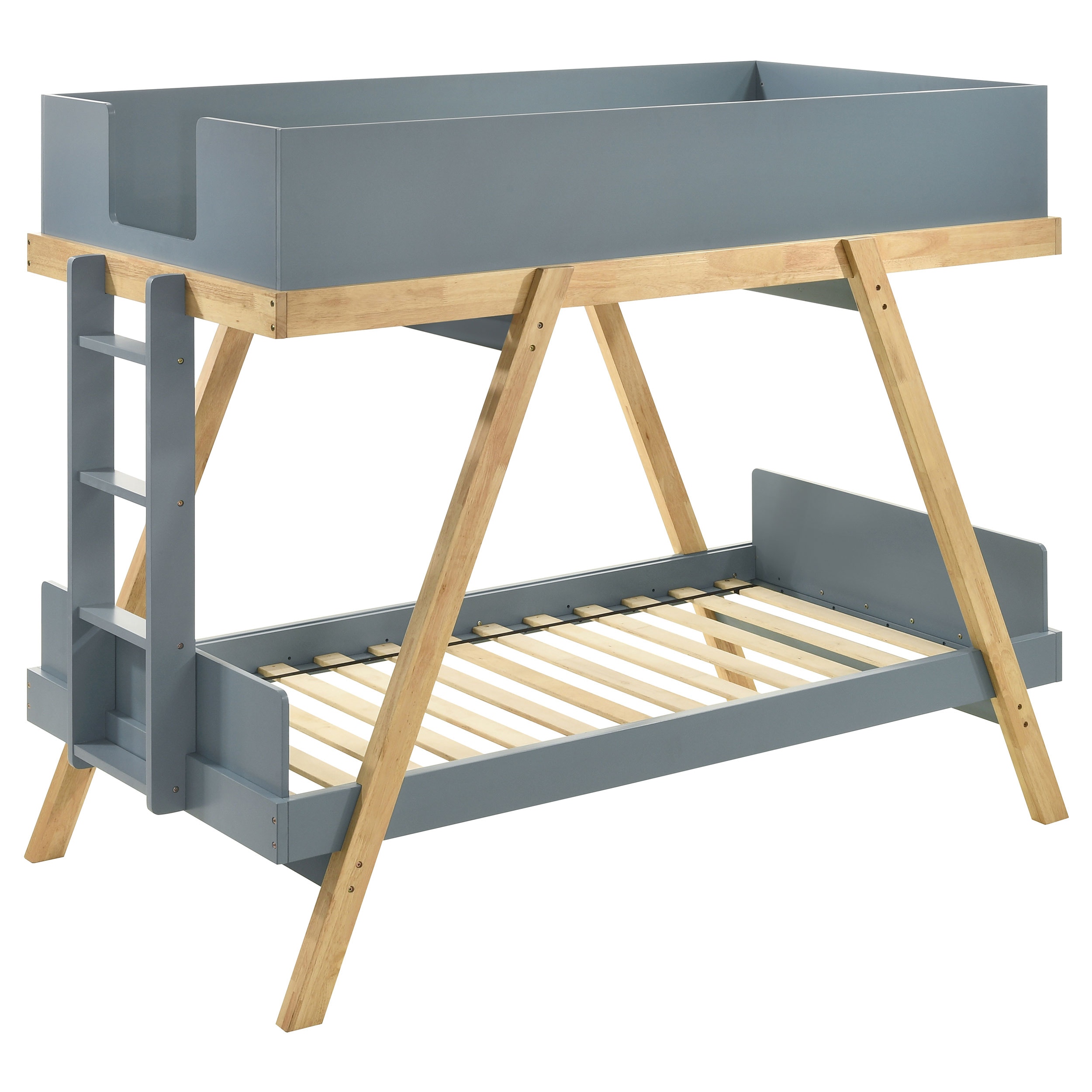 Coaster Frankie Wood Twin Over Twin Bunk Bed Blue And Natural 460572T