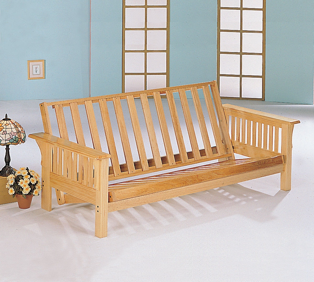 Wood futon deals frame queen