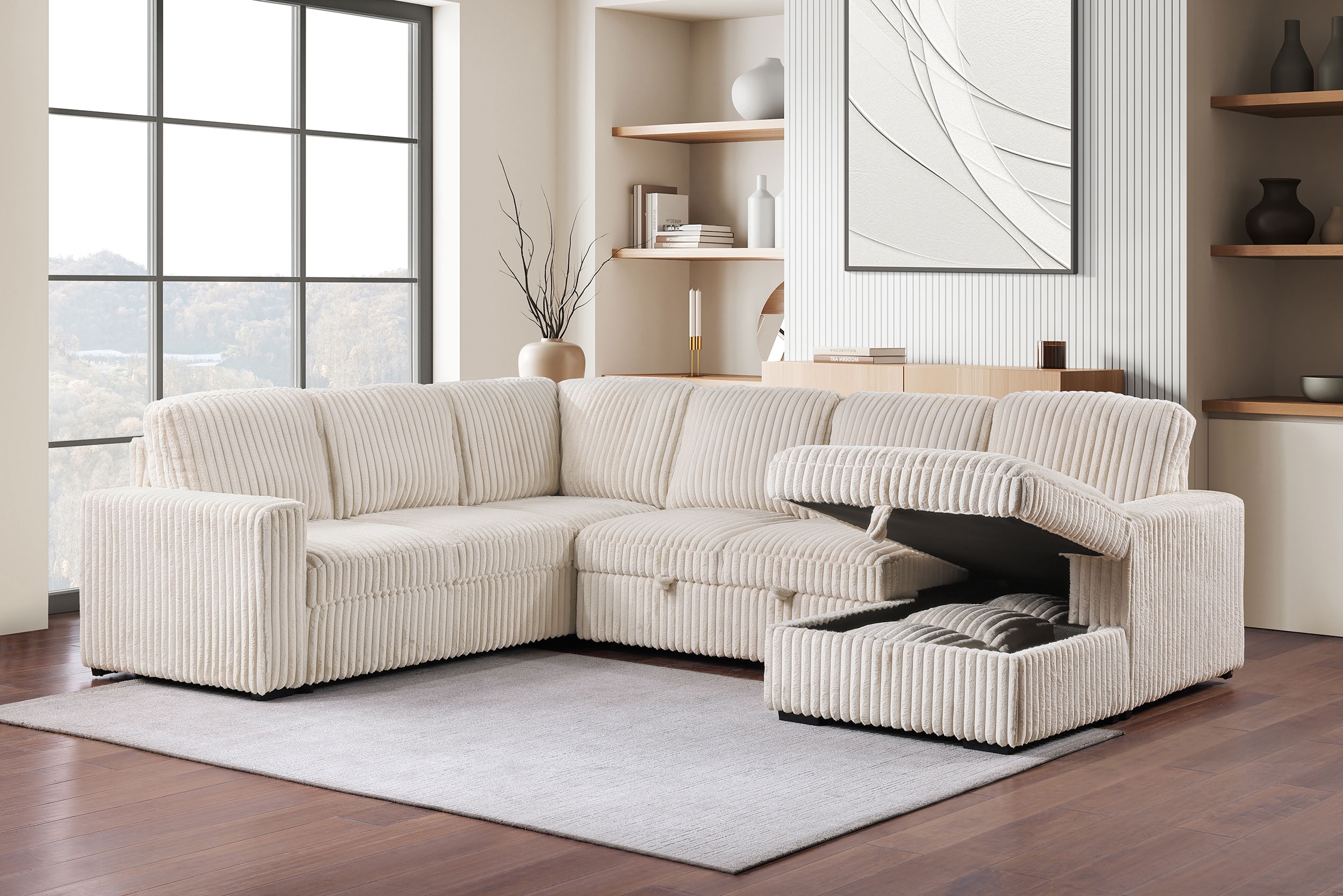 Coaster Living Room Devonshire Sleeper Sectional Sofa Storage