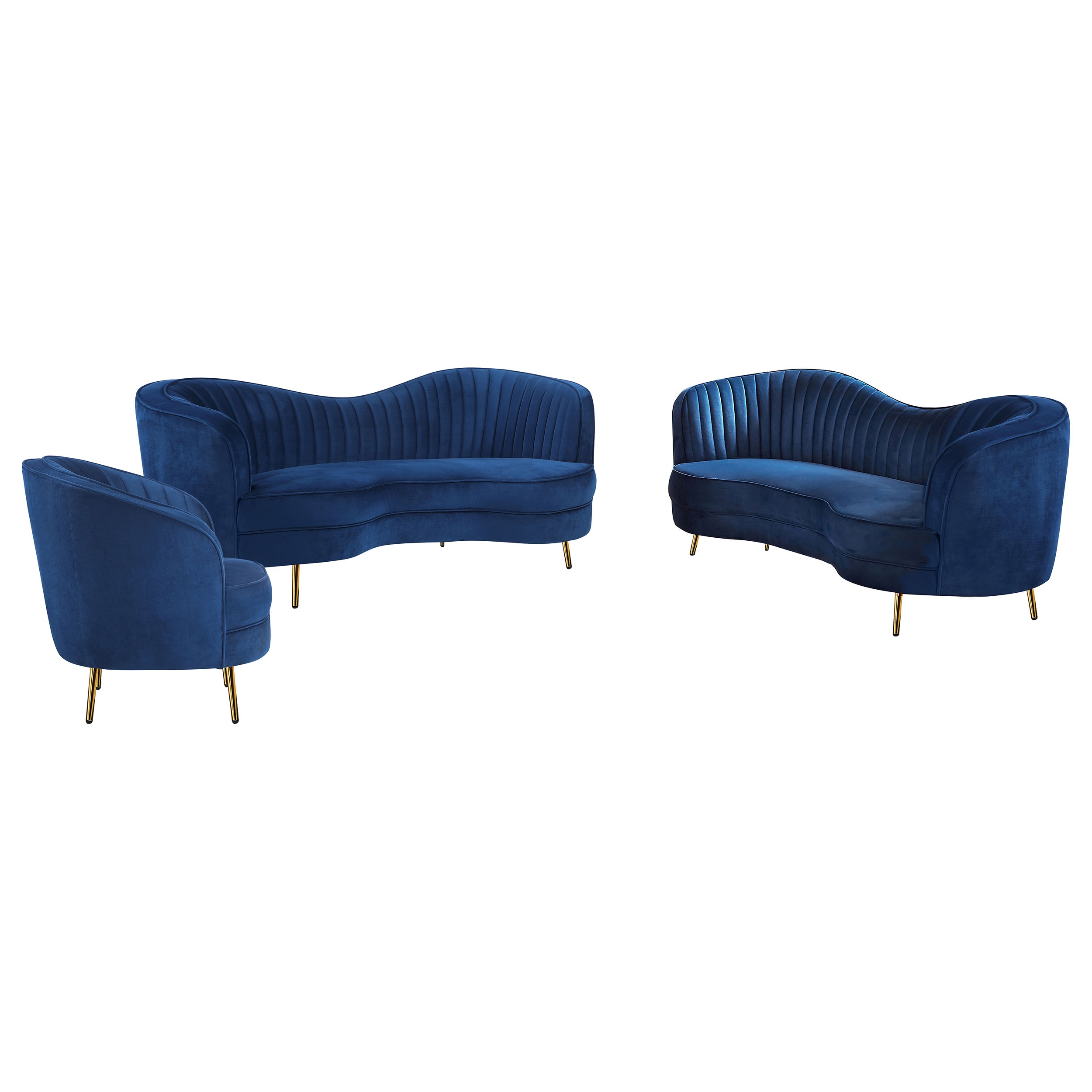 Coaster Living Room Sophia 3-piece Upholstered Channel Coaster Living Room Sophia 3-piece Upholstered Channel