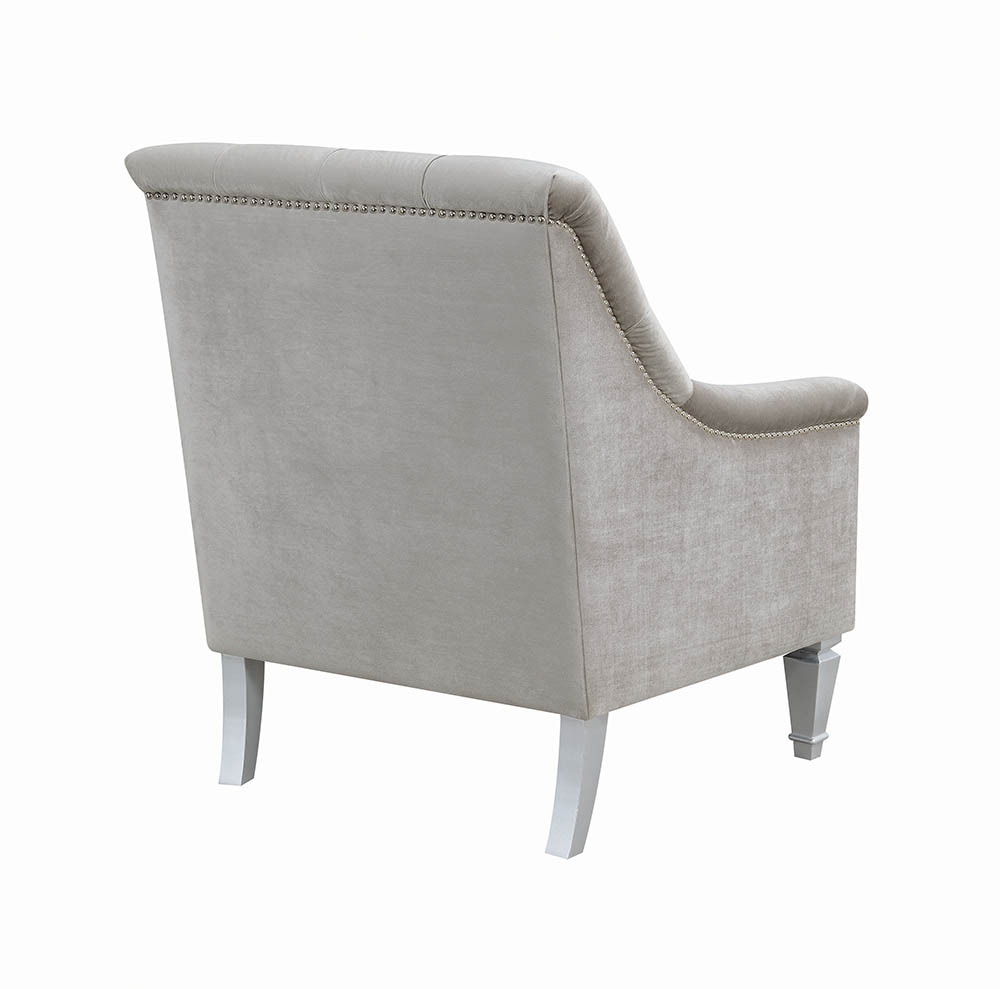 Grey velvet studded chair online