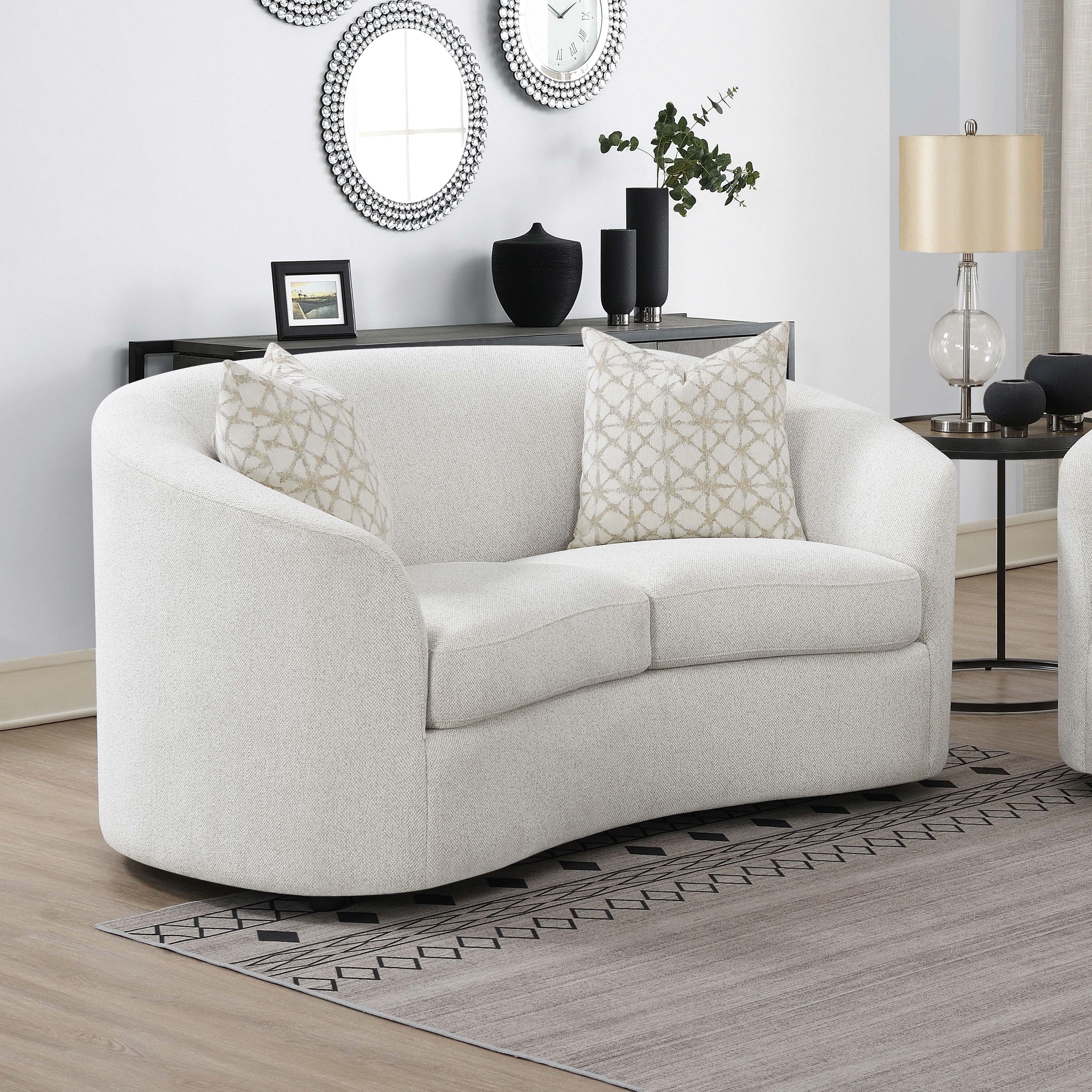 Coaster Living Room Rainn Boucle Upholstered Sloped Arm Loveseat