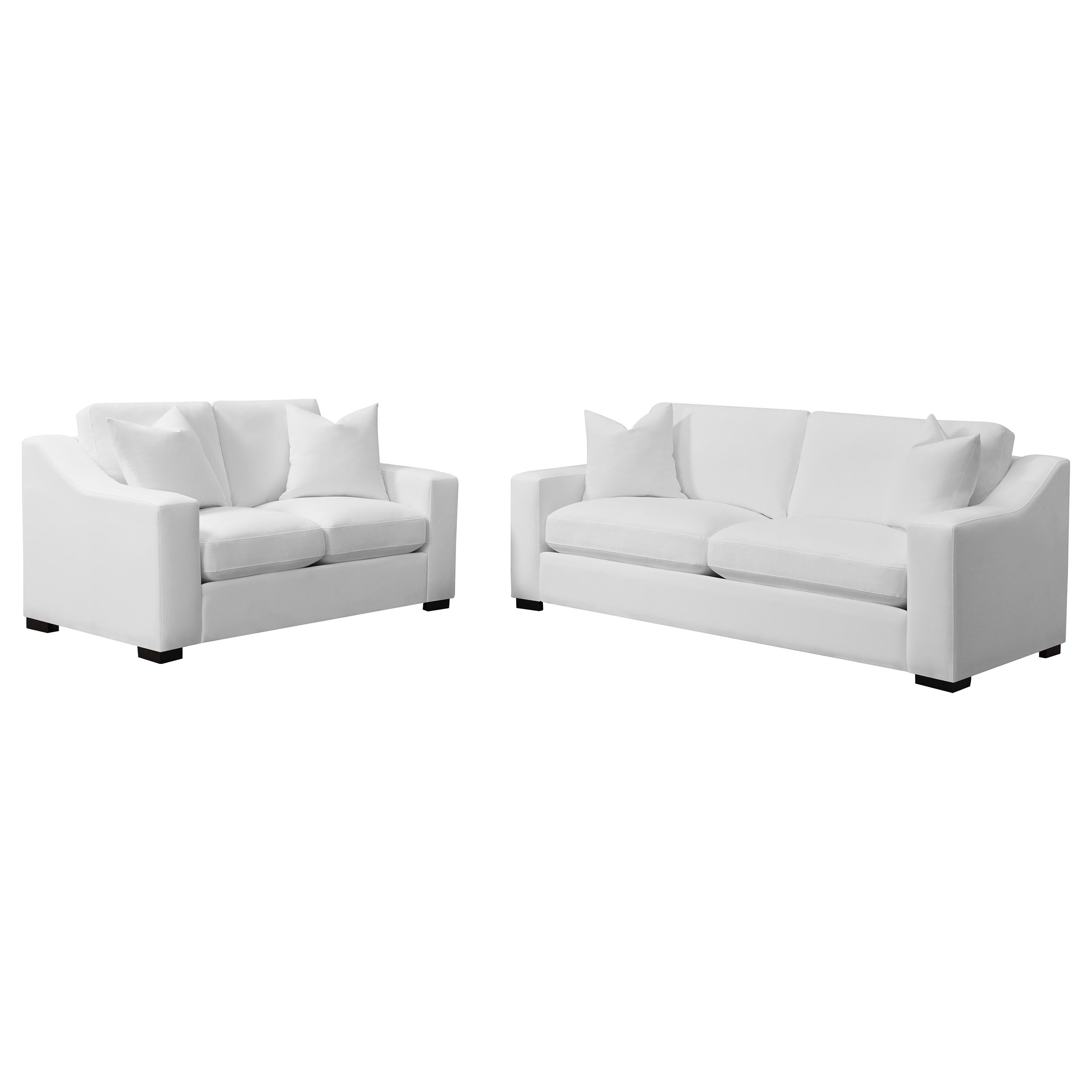 Coaster Ashlyn 2-piece Upholstered Sloped Arm Sofa Set White 509891-S2