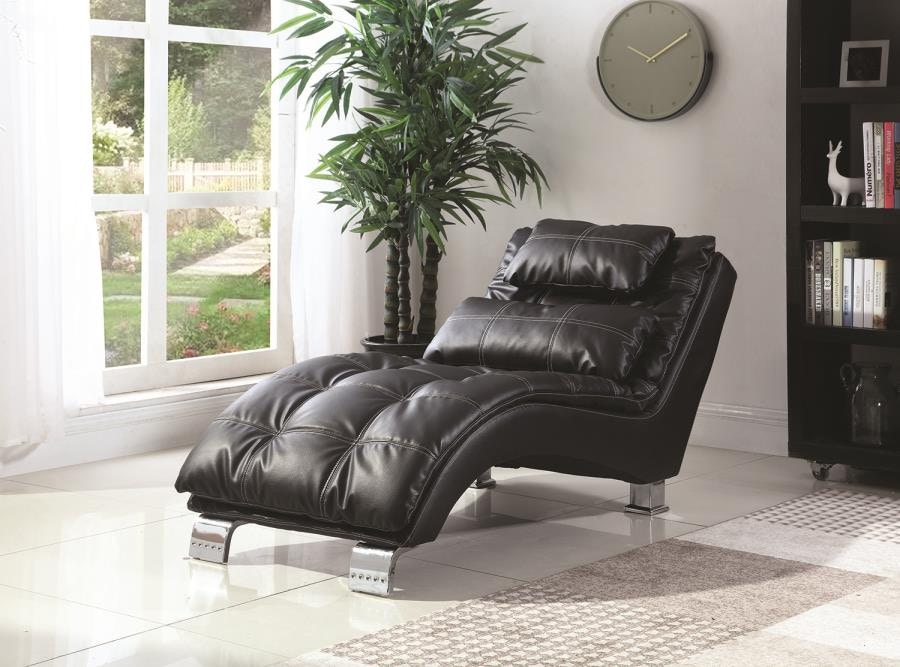 Dilleston Faux Leather Upholstered Tufted Chaise Black