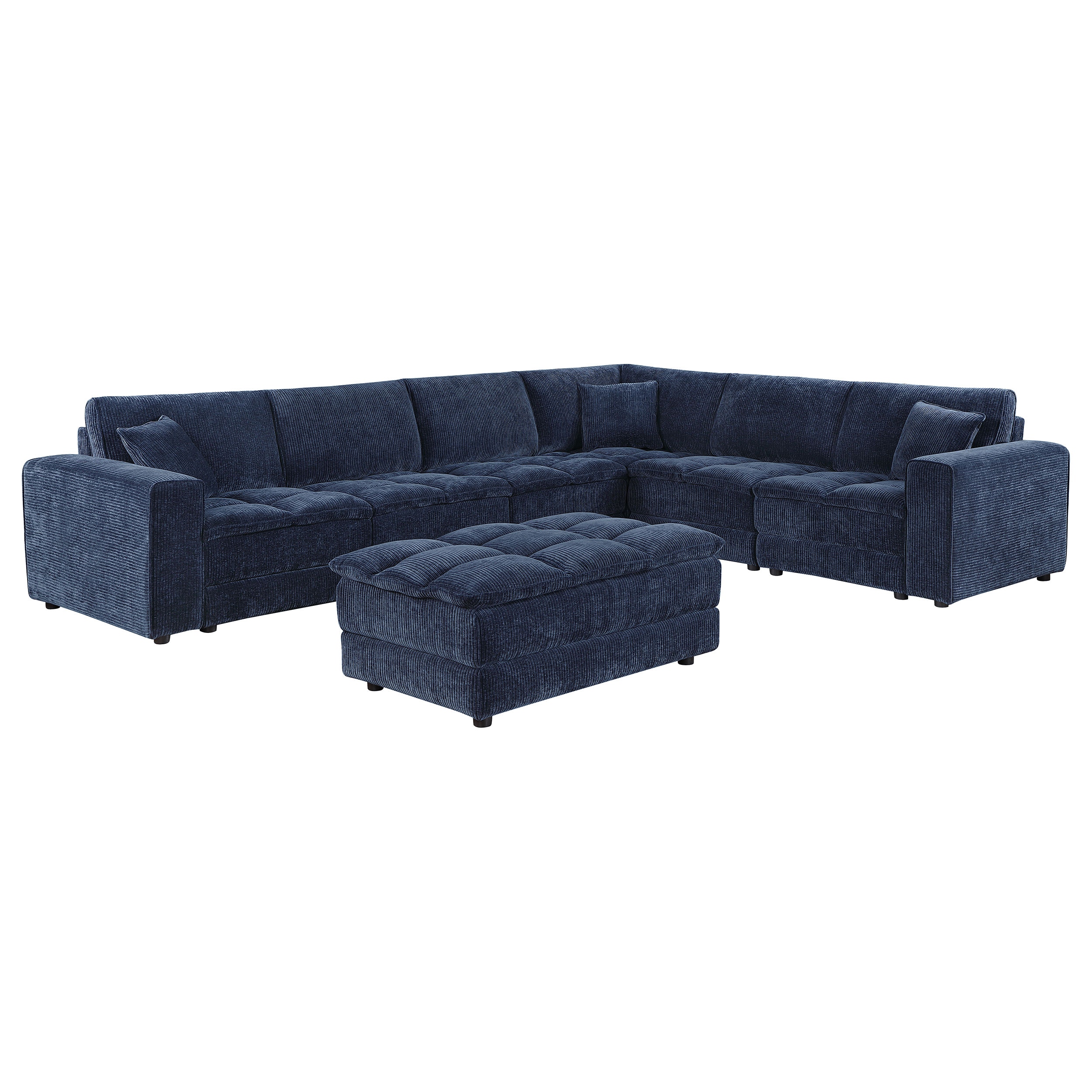 Coaster Atlantic 7-piece Upholstered Modular Sectional Sofa Blue 551821-SETA