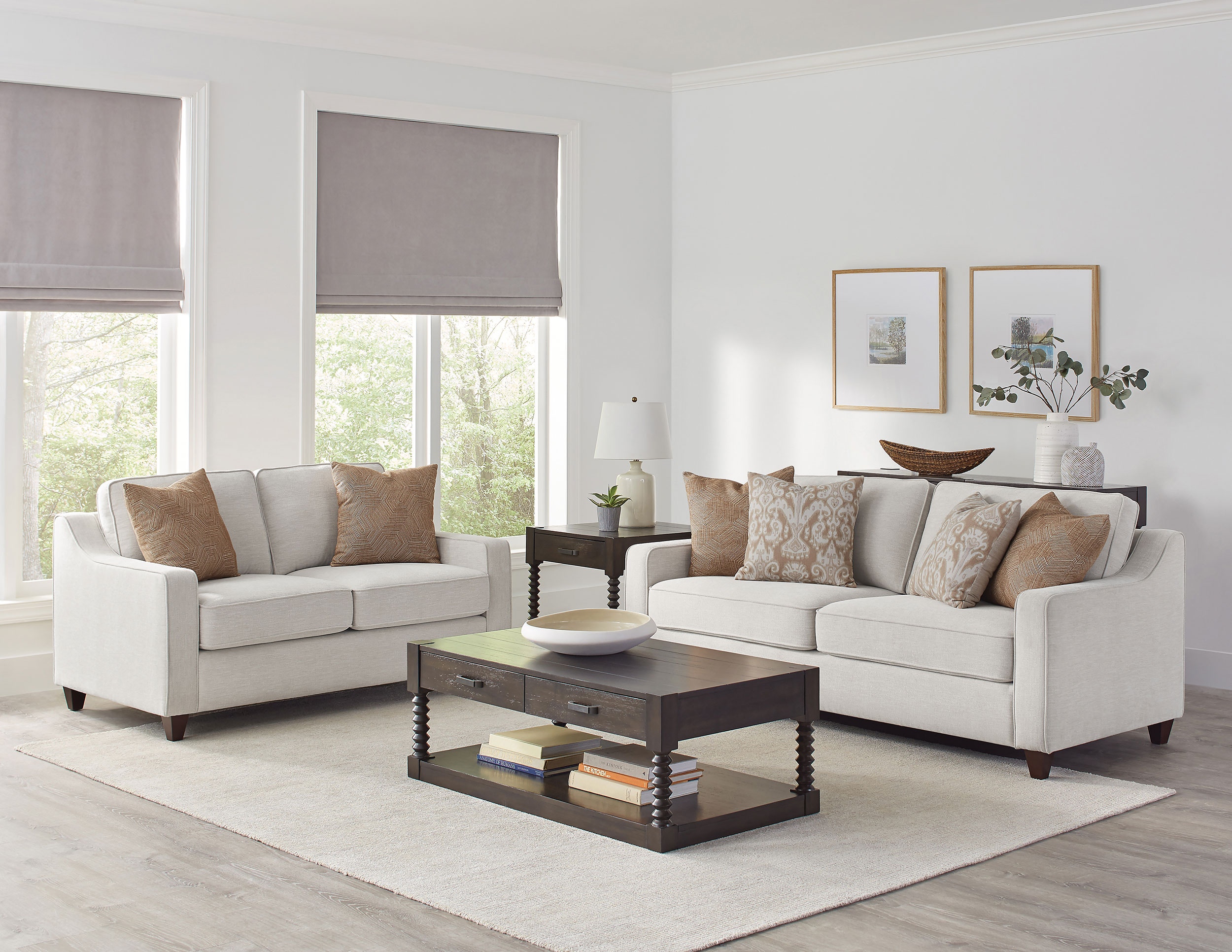 Coaster Living Room Christine 2-piece Upholstered Sloped Arm Sofa