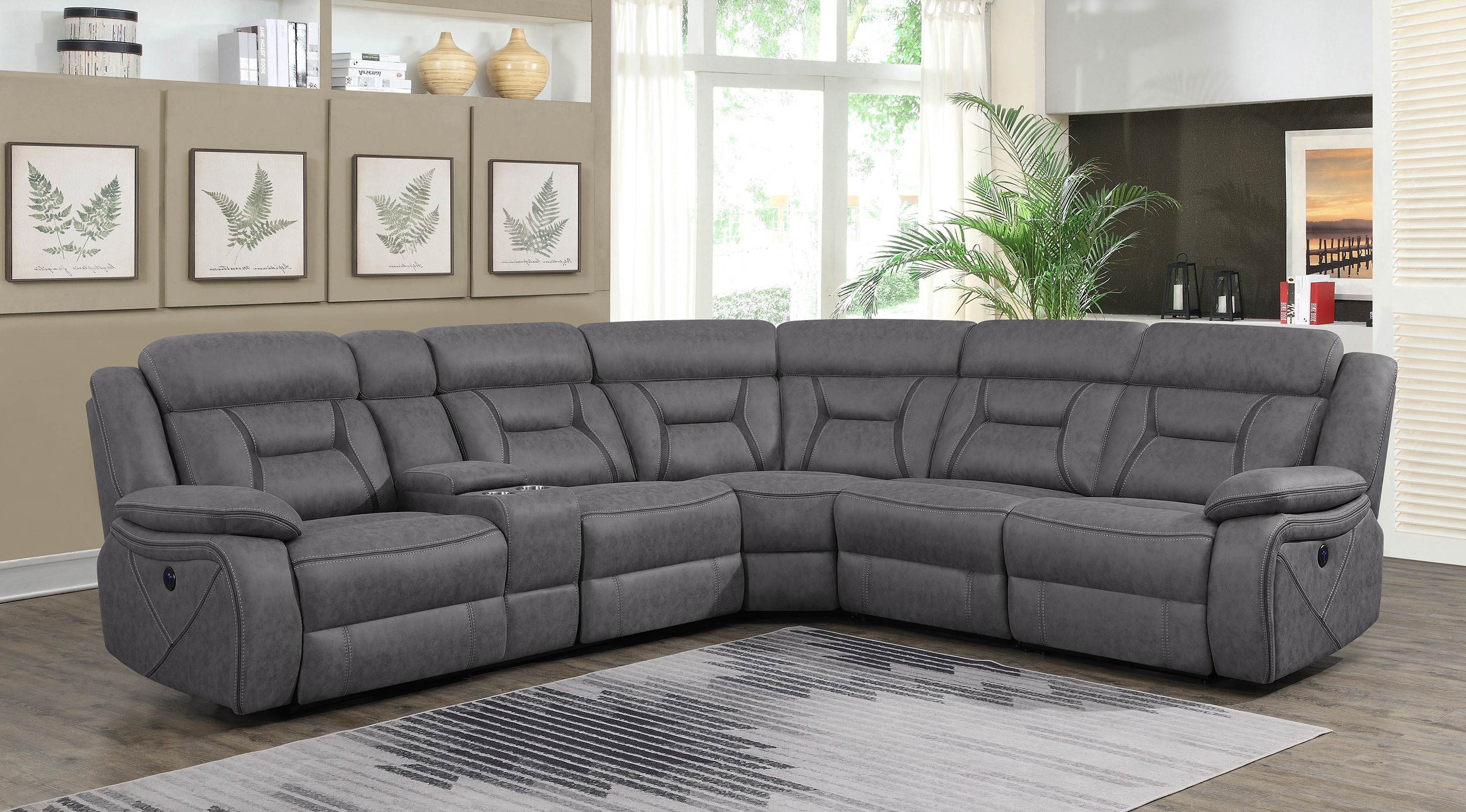 Coaster Living Room Higgins Upholstered Power Reclining Sectional 