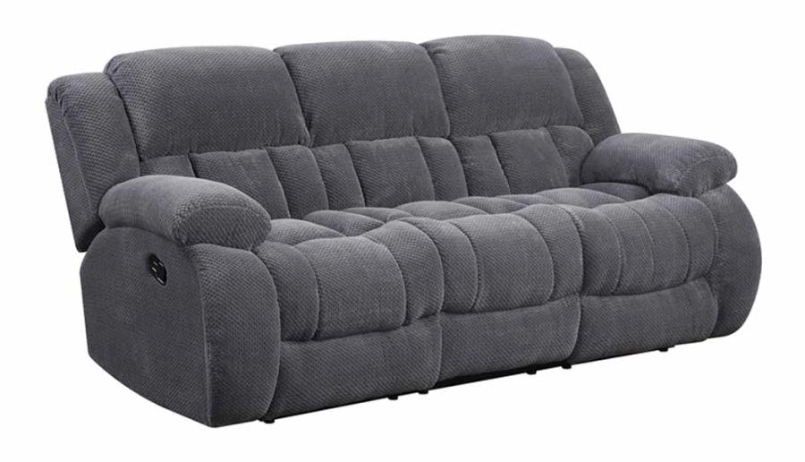 Coaster Living Room Weissman Grey Reclining Sofa 601921 Rider