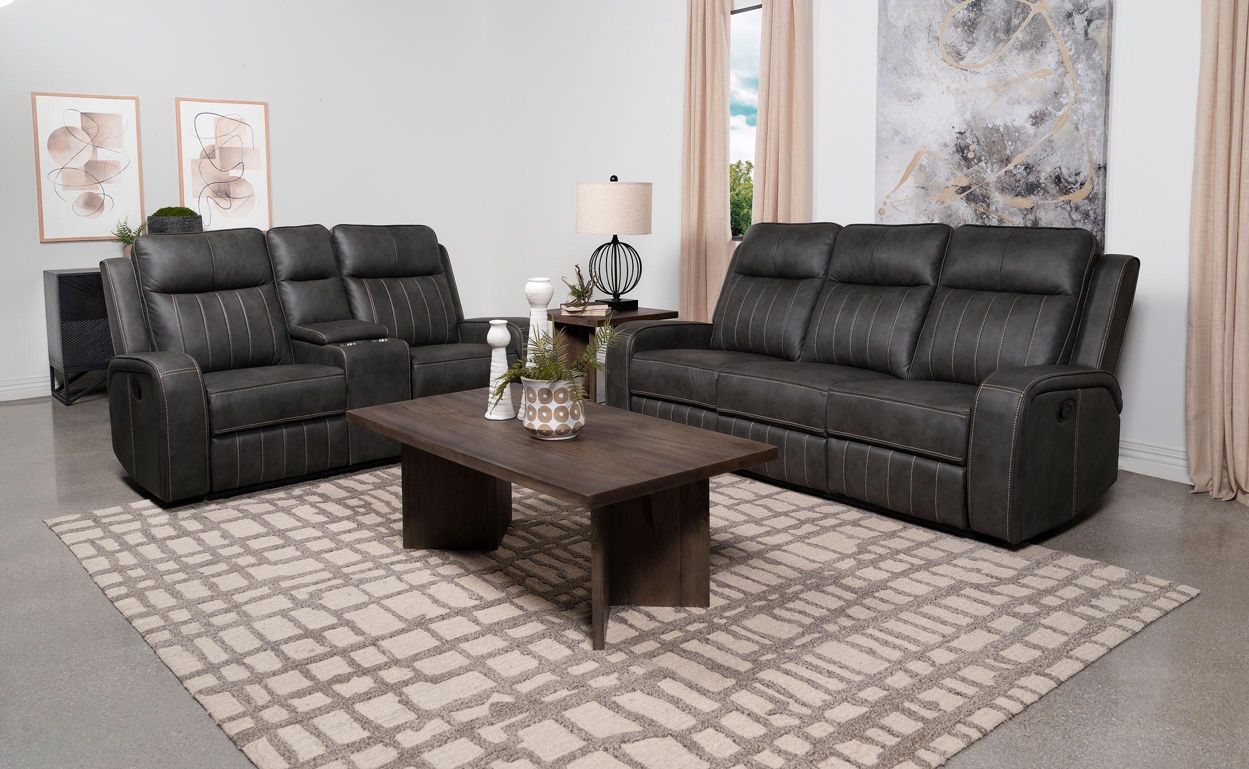 Coaster Living Room Raelynn 2-piece Upholstered Reclining Sofa Set