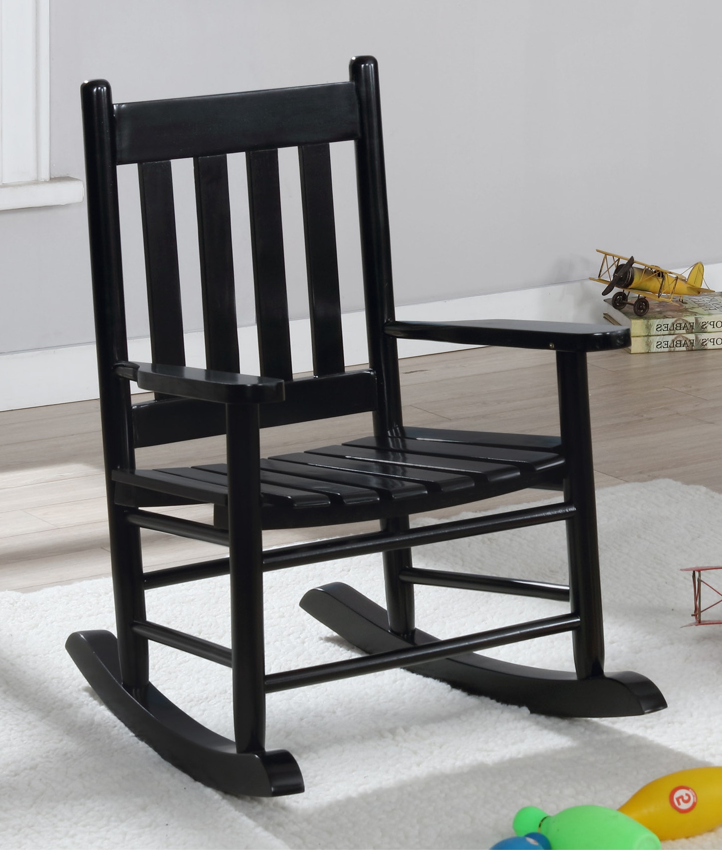 Coaster Bedroom Annie Slat Back Solid Wood Kids Rocking Chair Black 609451 Anna s Home