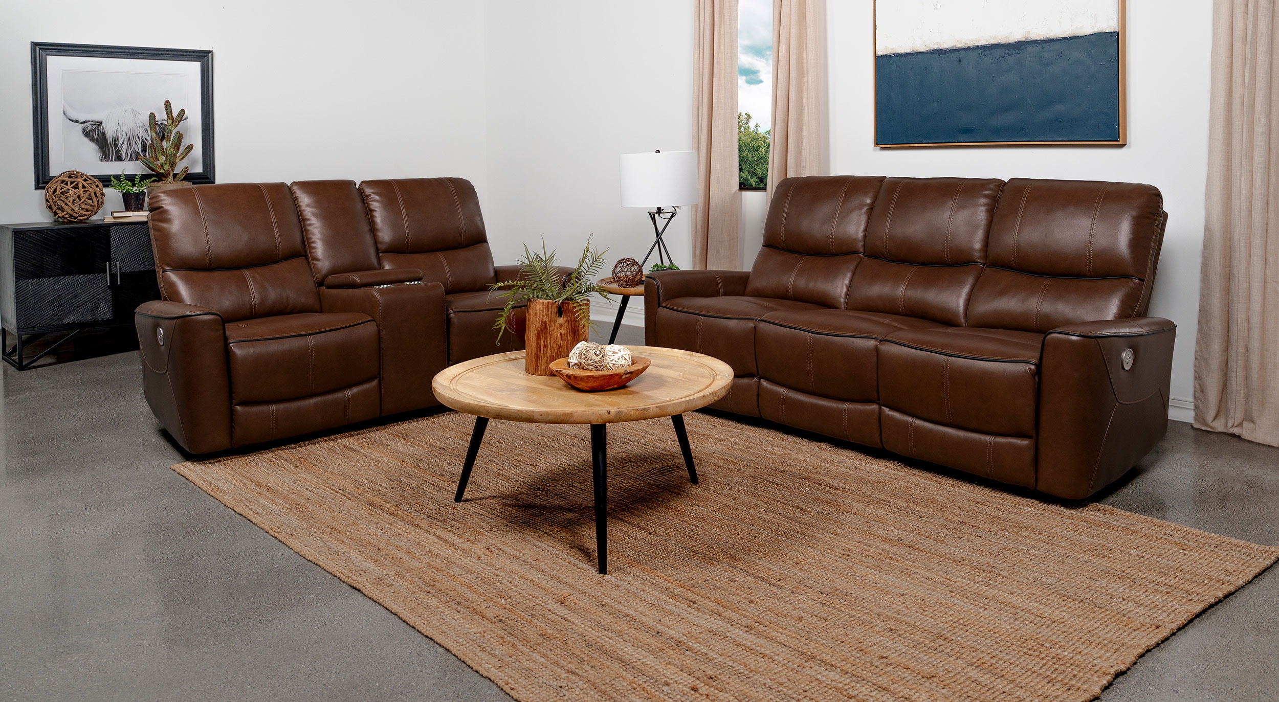 Coaster Living Room Greenfield 2-piece Power Reclining Sofa Set